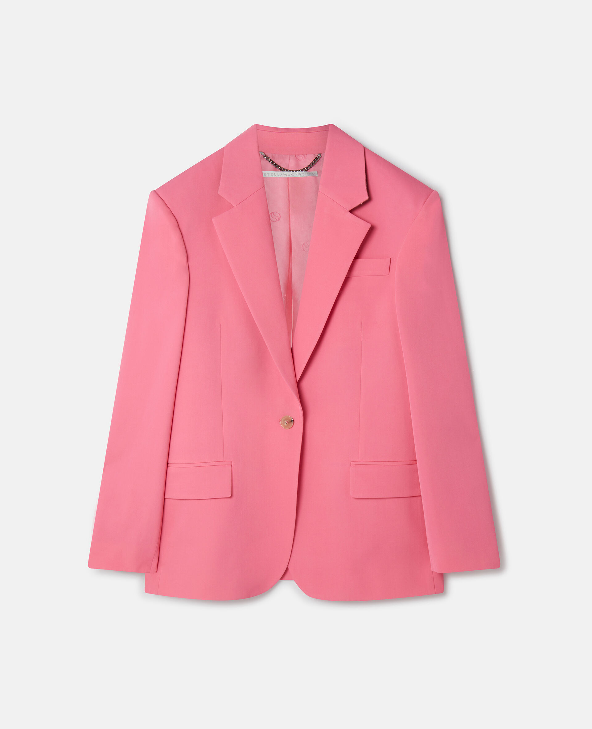 Wool Single-Breasted Blazer-Pink-model