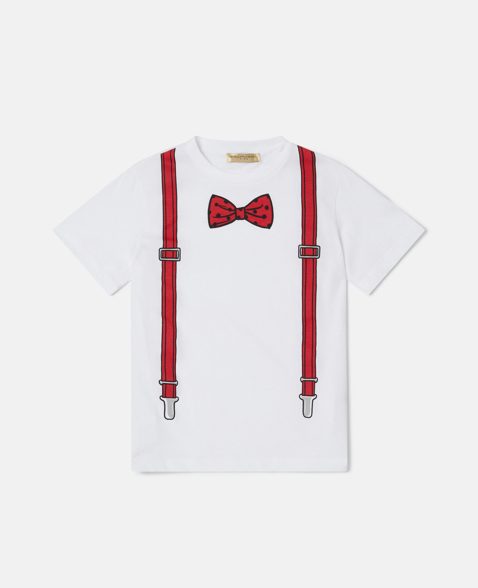 Bow Tie and Suspender Print T-Shirt-White-large image number 0