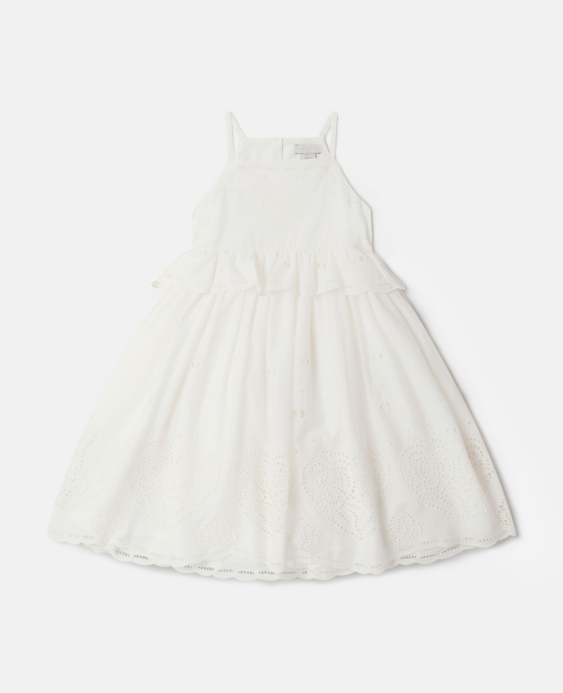 Embroidery Anglaise Cotton Dress-White-model
