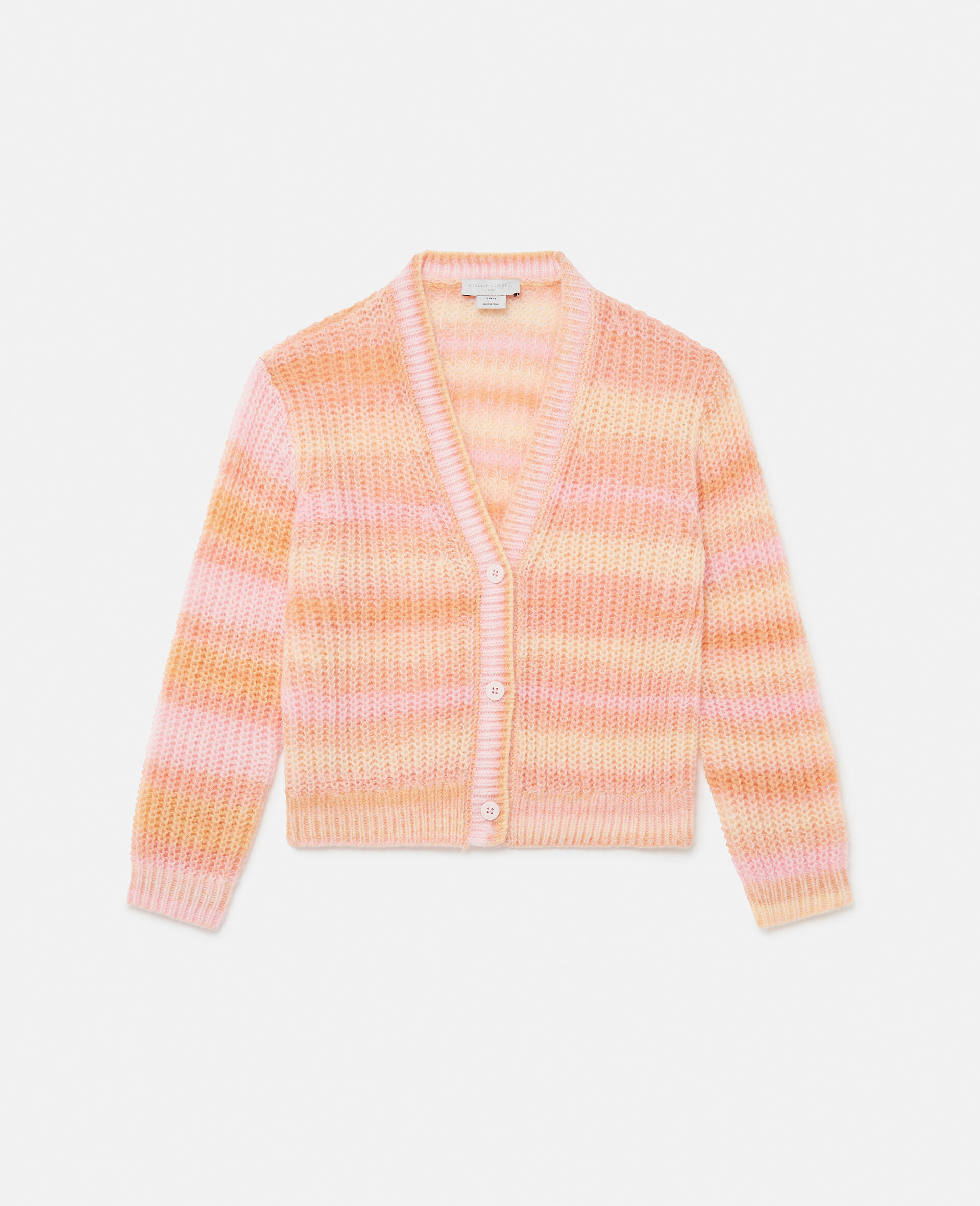 Rainbow Striped Knitted Cardigan-Pink-large image number 0