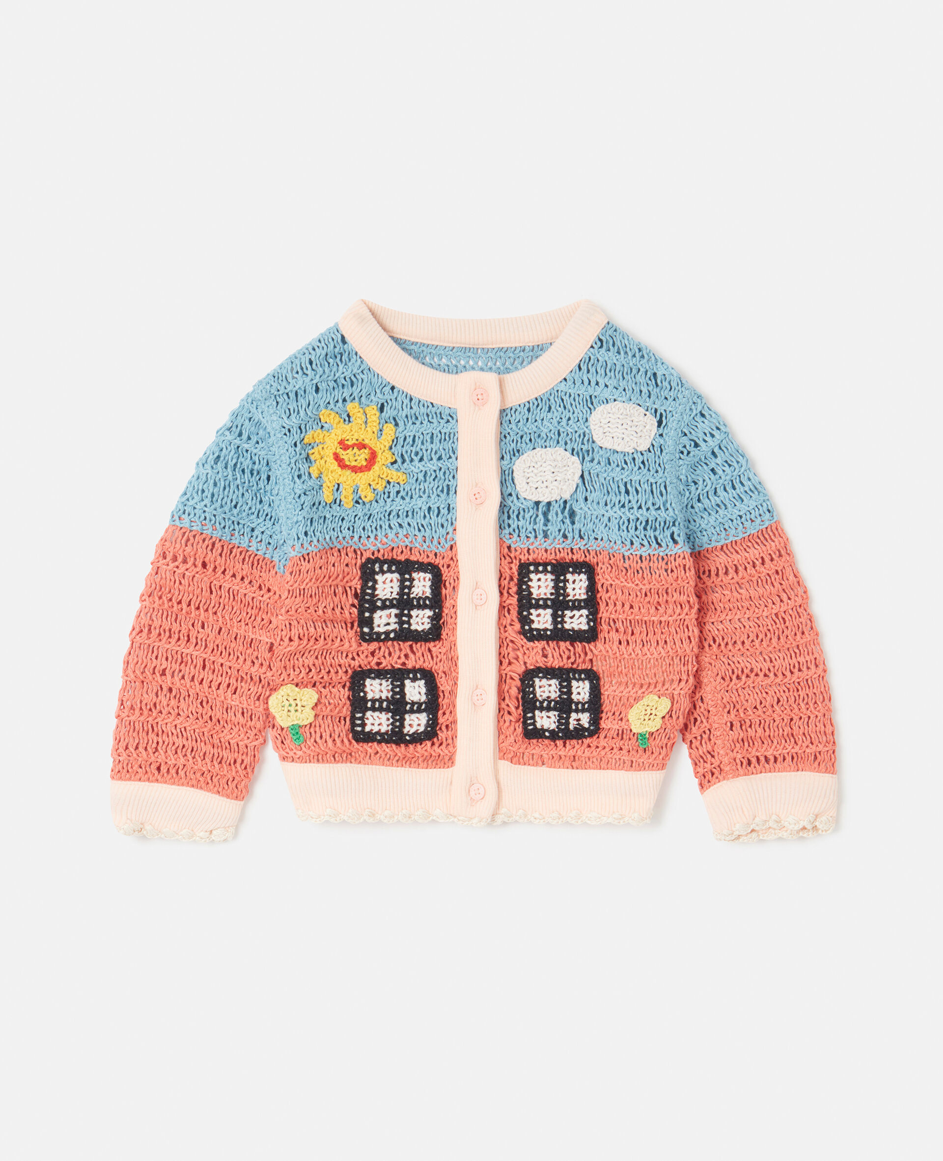 Farmyard Appliqué Knitted Cardigan-Multicolour-large image number 0