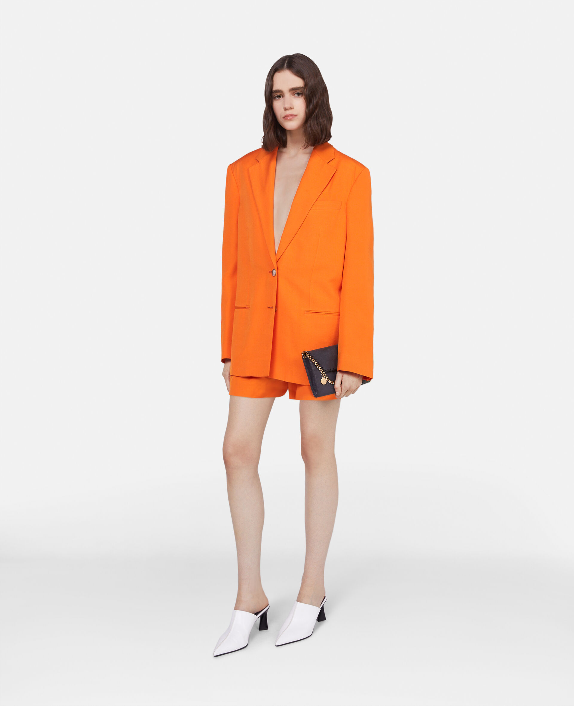 阔型单排扣西装外套-橙色-model