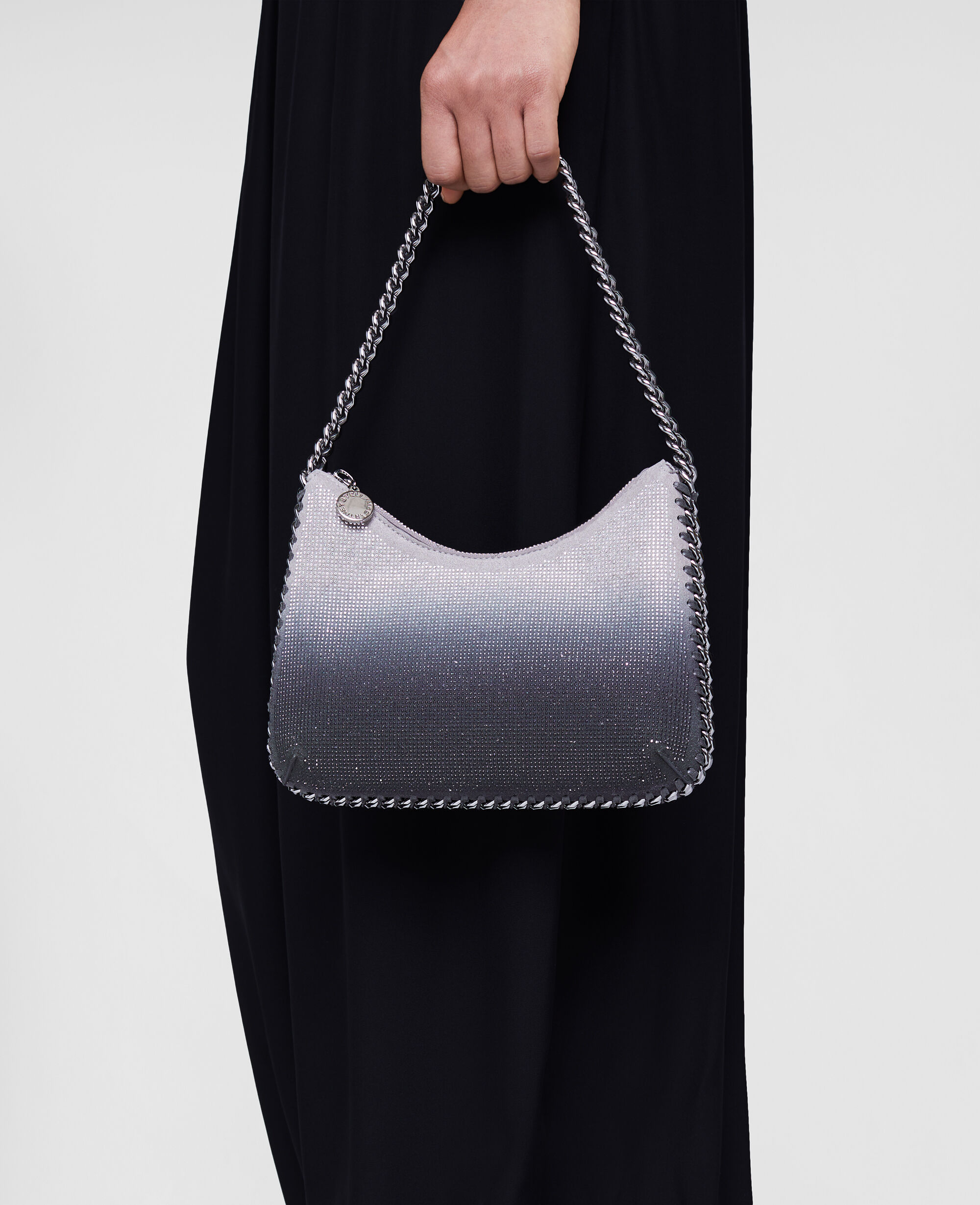 Women Light Gray Falabella Zip Crystal Gradient Mini Shoulder Bag ...
