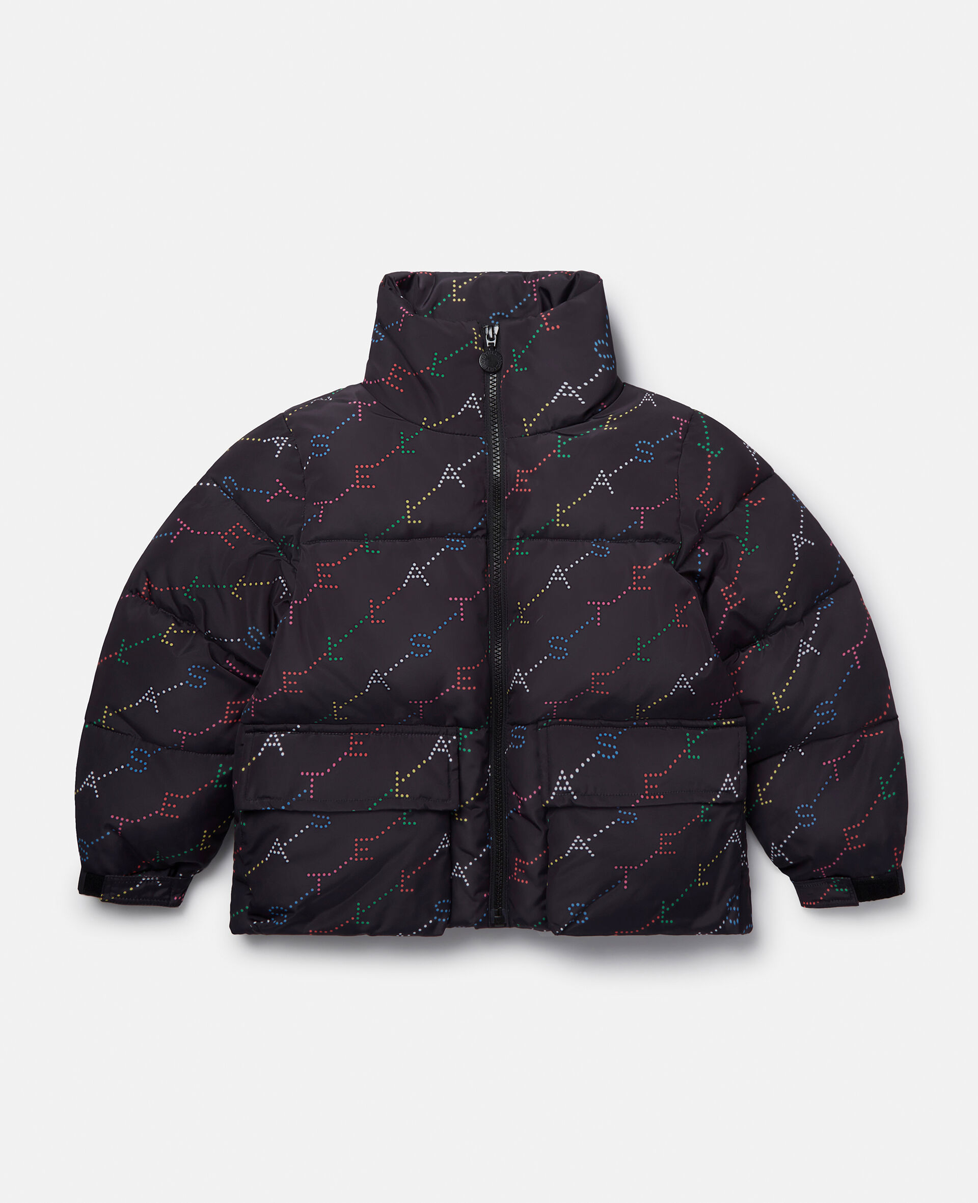 Logo Pattern Puffer Coat -Black-large image number 0