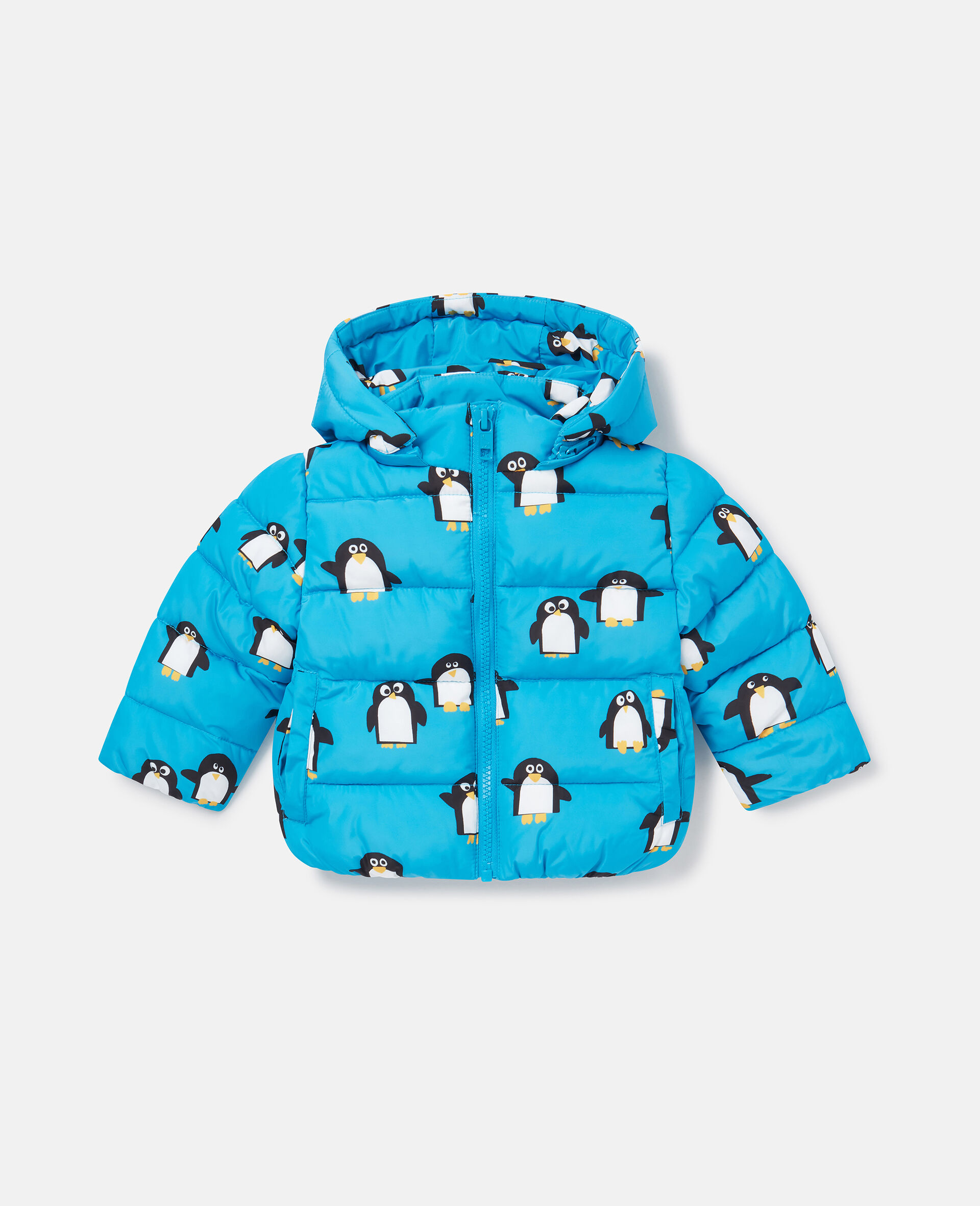 Penguin Print Puffer Coat-Blue-large image number 0