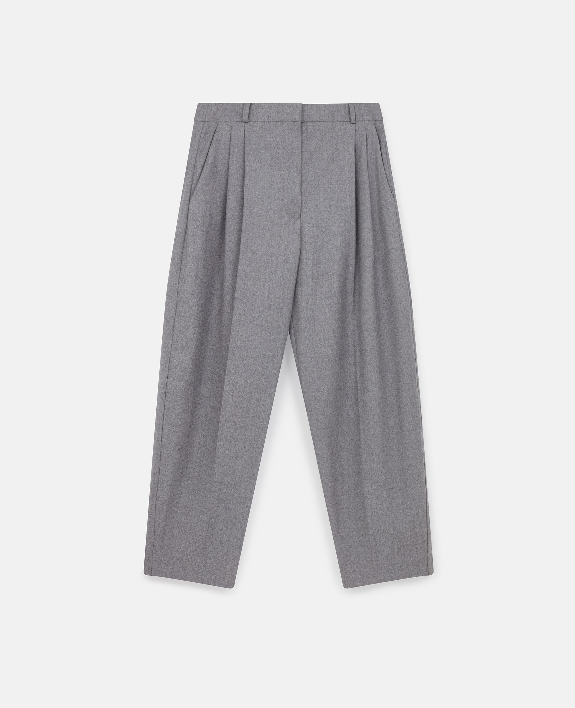 Pleated High-Rise Wool Pants-Blue-large image number 0