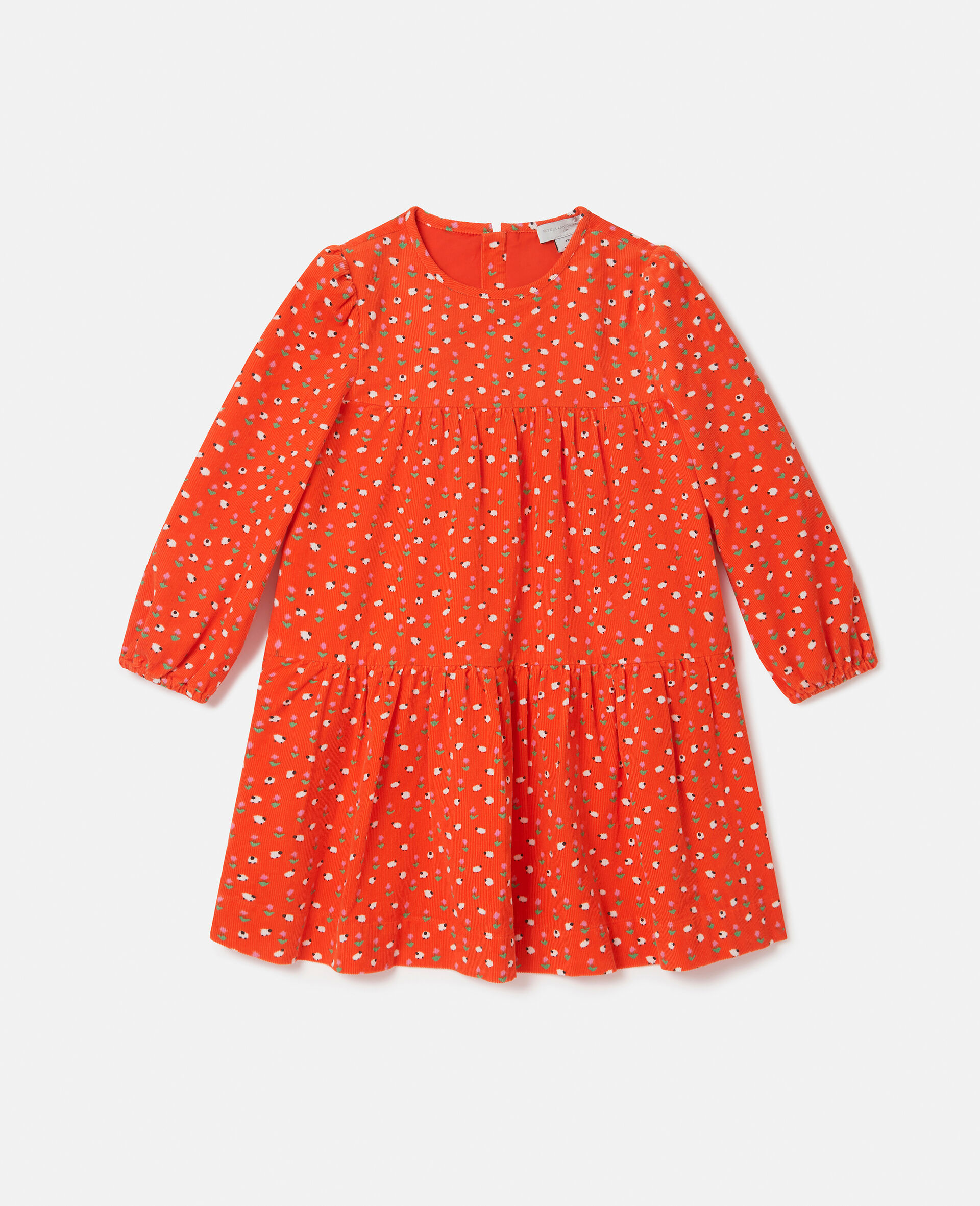 Floral Pattern Long-Sleeve Dress-Red-large image number 0