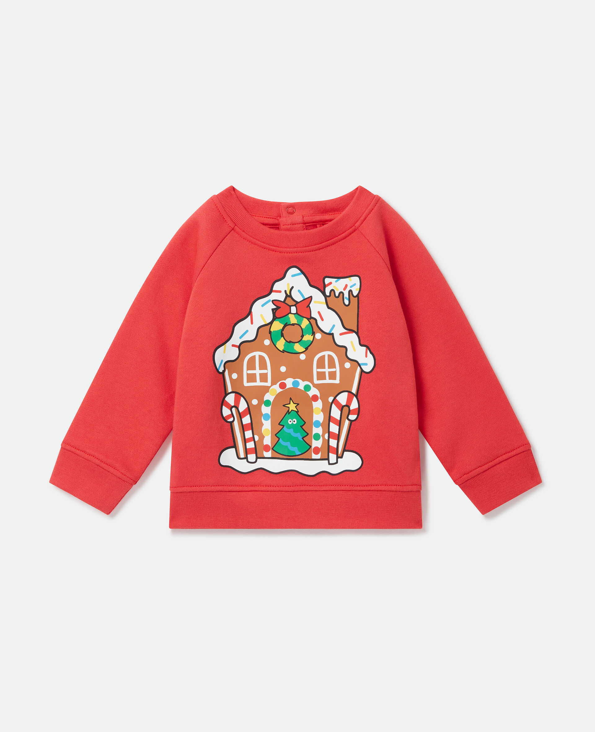 Gingerbread House Motif Sweatshirt-Red-large image number 0
