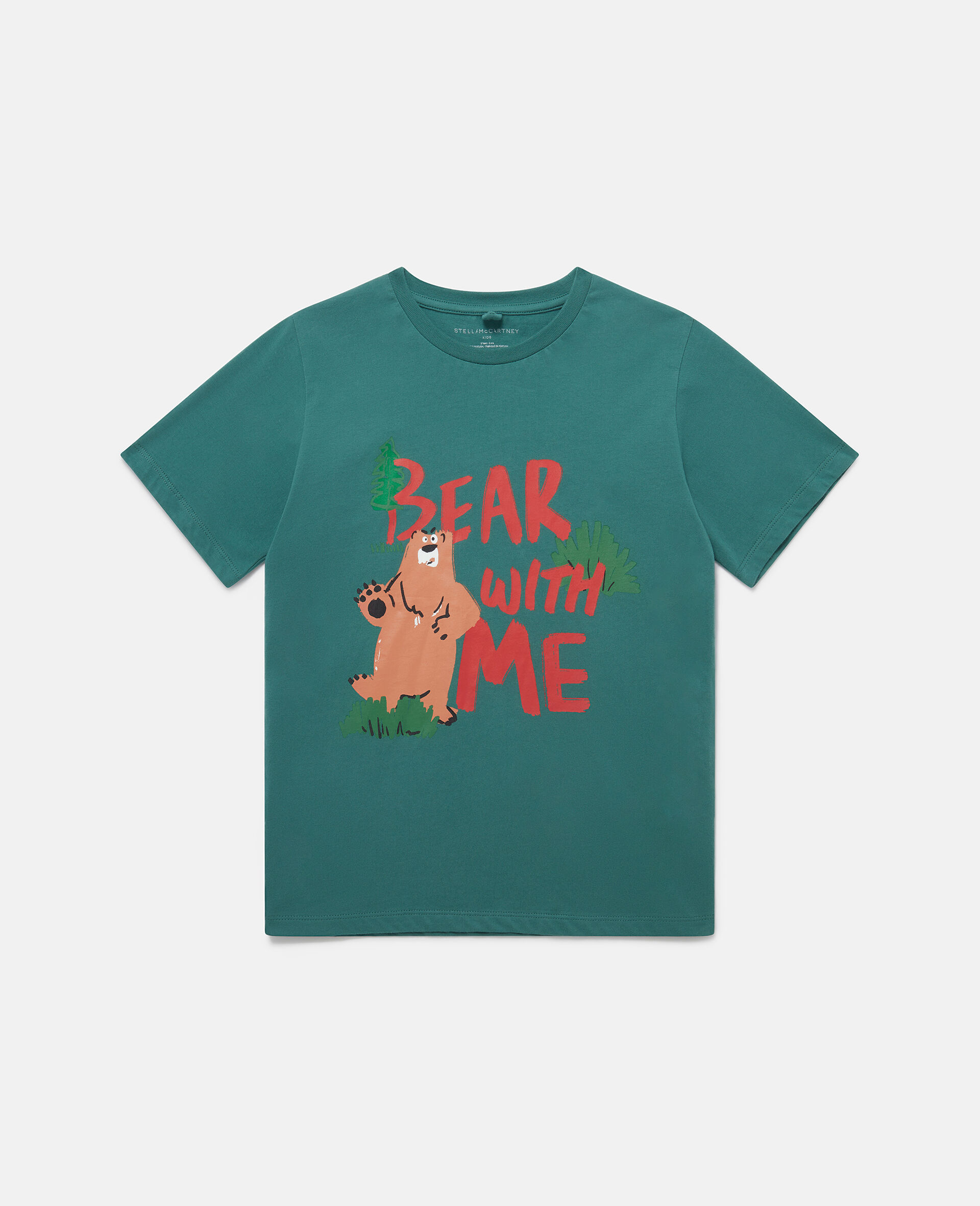 'Bear With Me' Motif T-Shirt-Green-large image number 0
