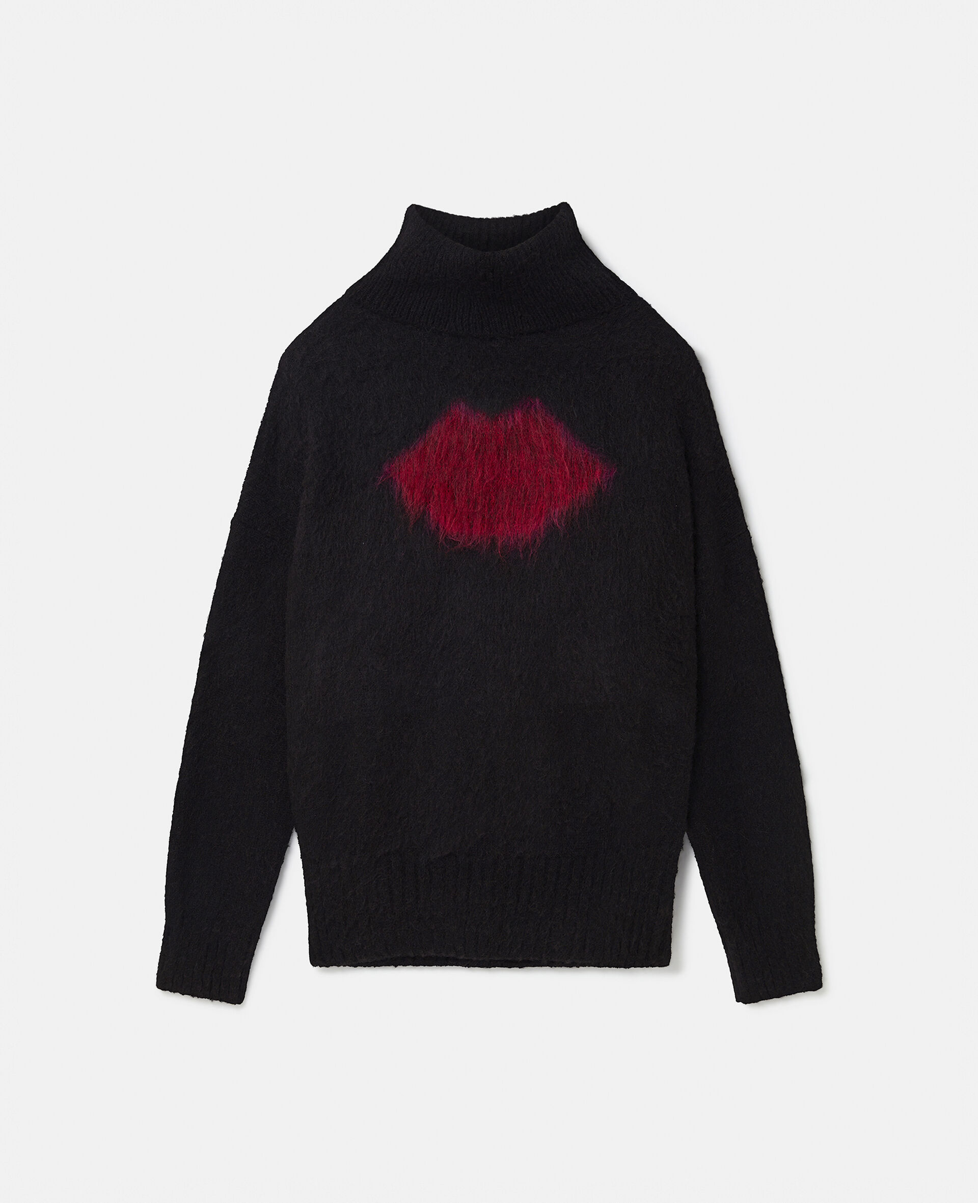 Lips Graphic Long-Sleeve Turtleneck Jumper-Black-large image number 0