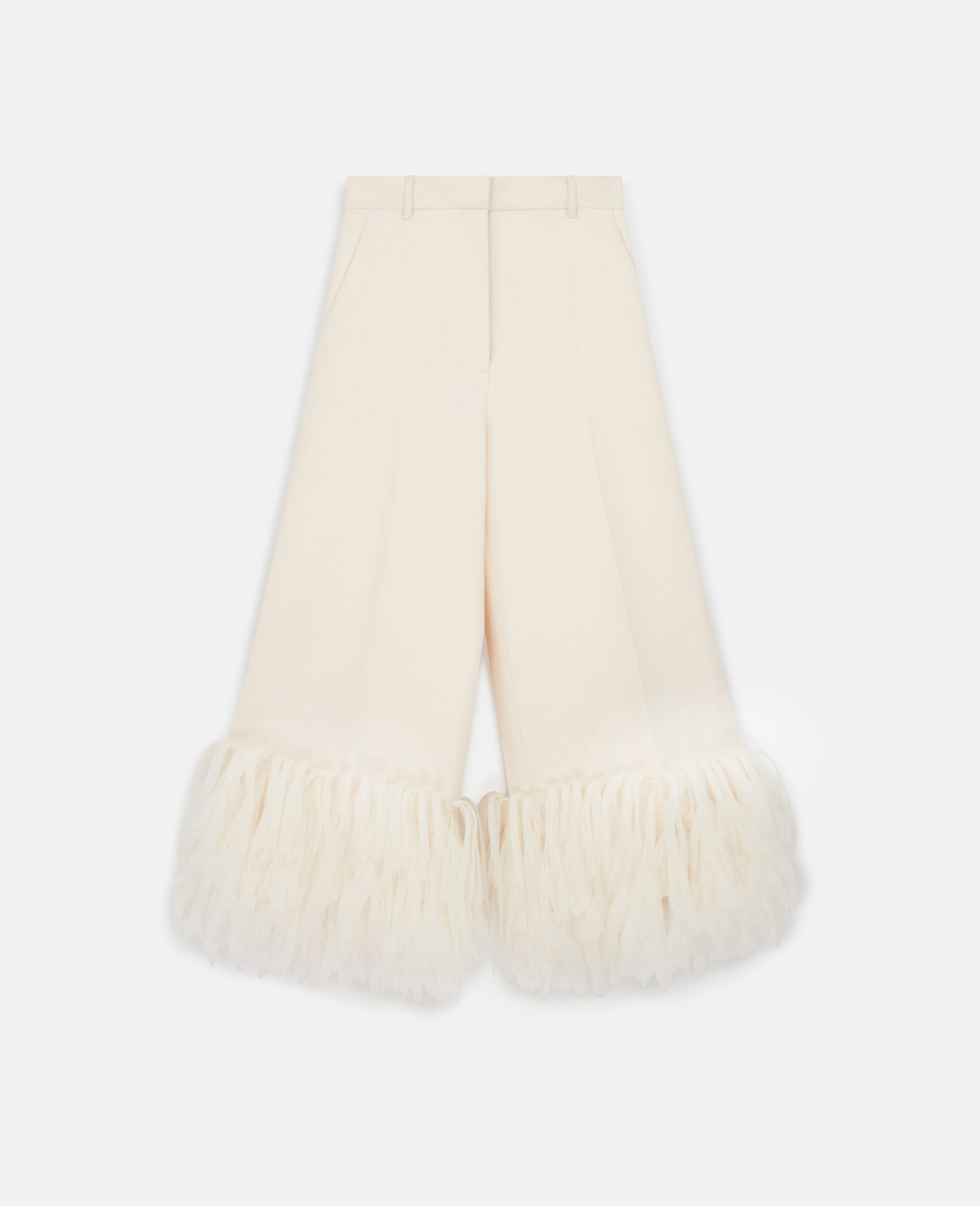 High-Rise Wide-Leg Feather Pants-Cream-large image number 0
