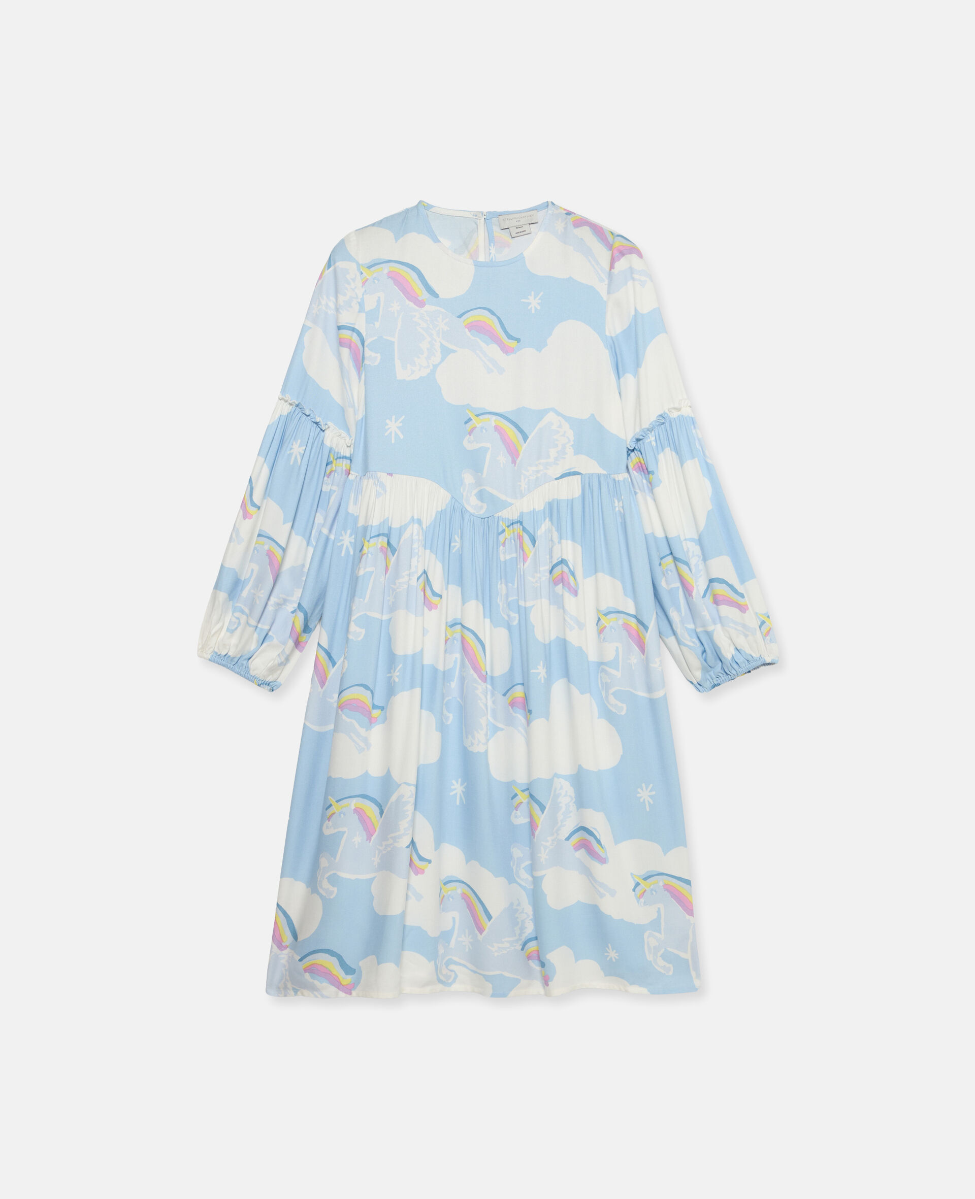 Rainbow Unicorn Cloud Print Skater Dress-Multicoloured-large image number 0