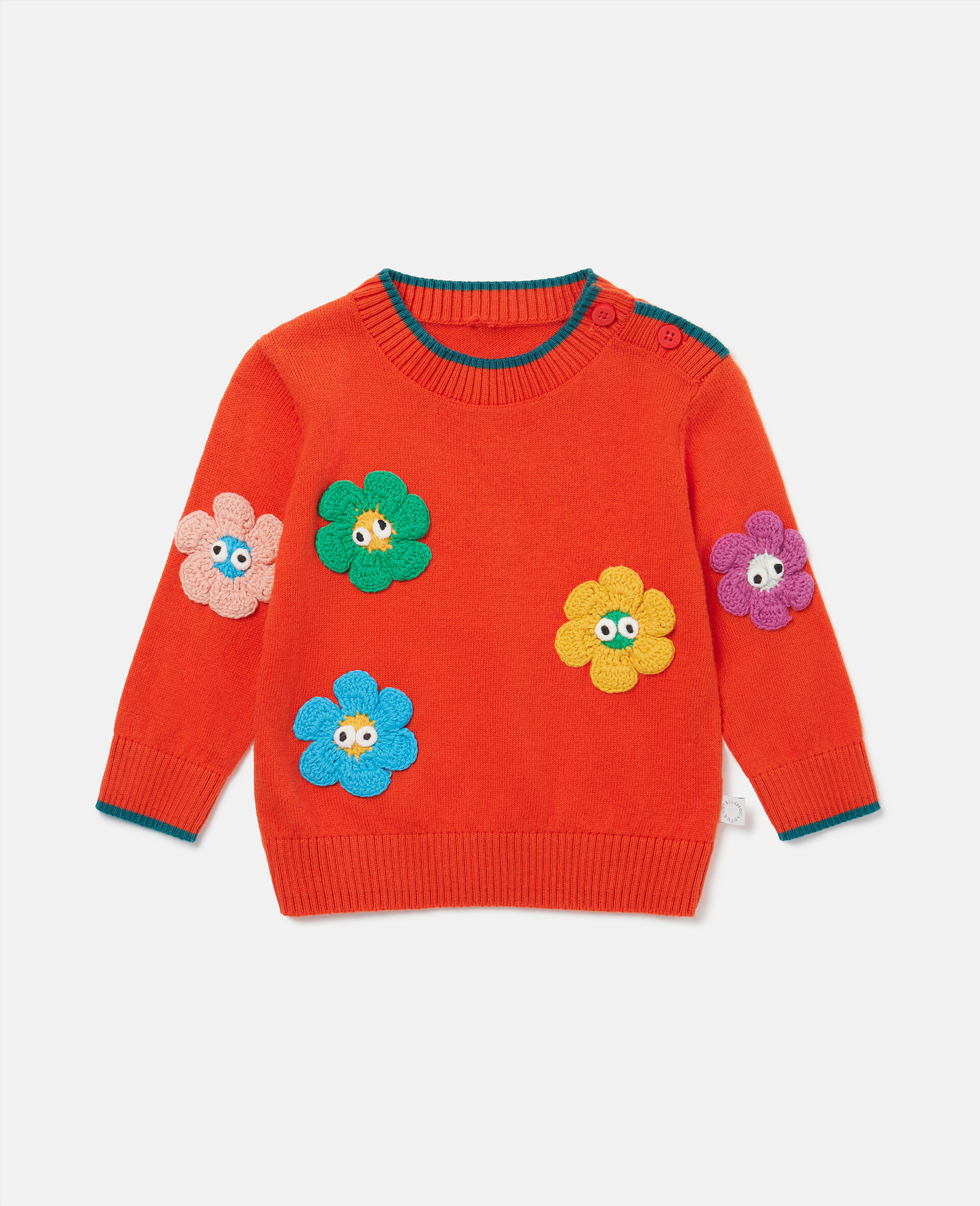 Pullover mit lächelnder Blumenapplikation-Rot-large image number 0