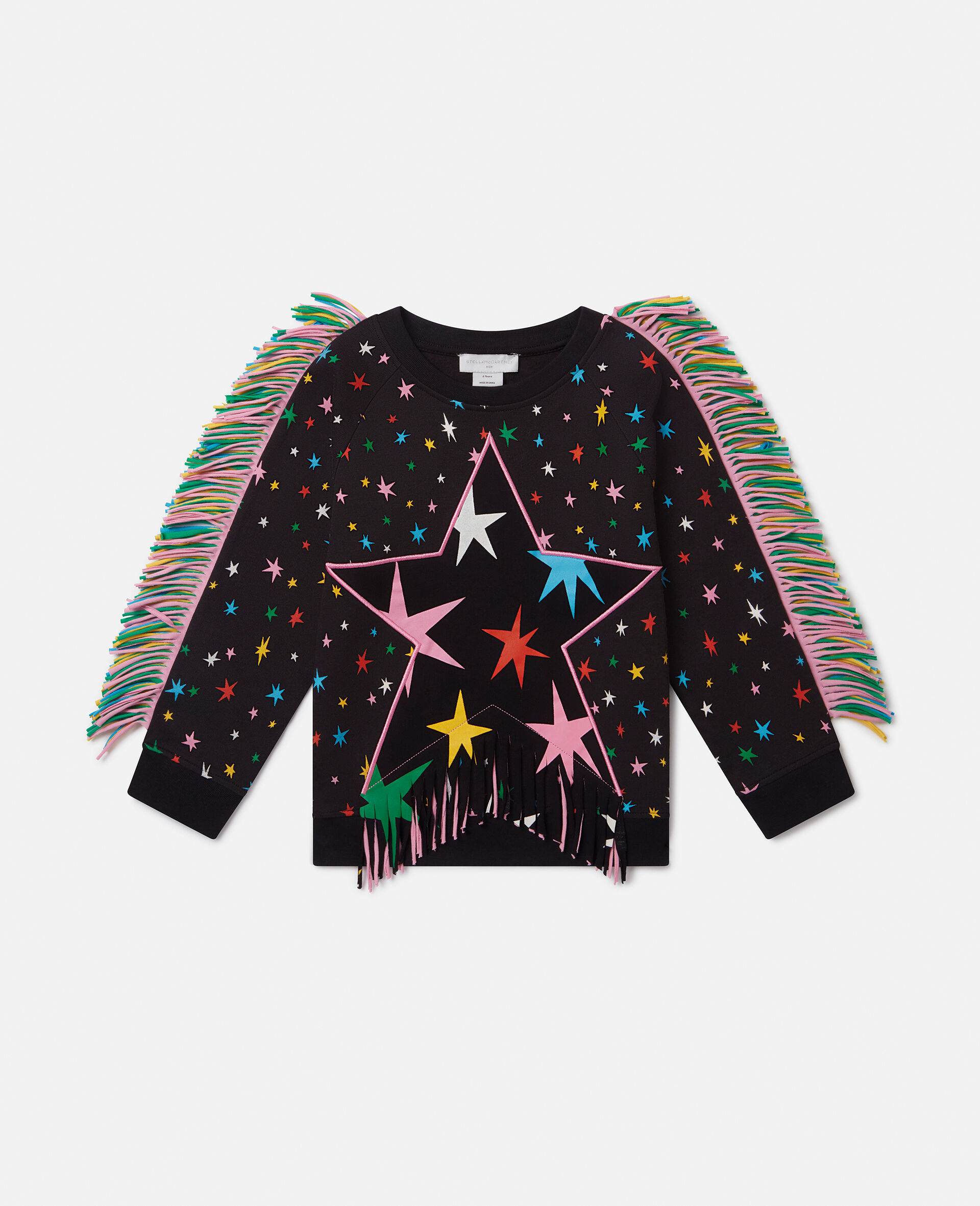 Star Pattern Fringe Sweatshirt-Multicolour-large image number 0