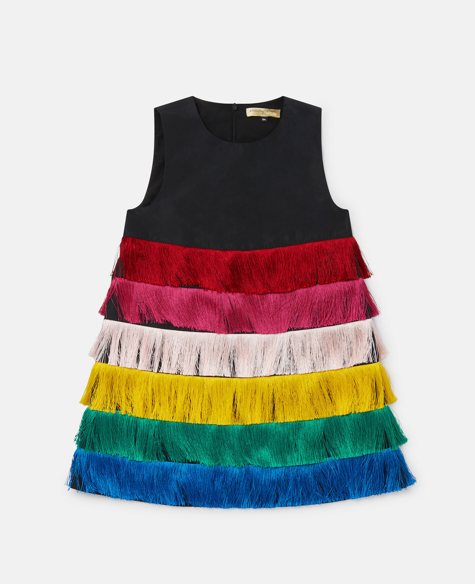 Rainbow Fringed Sleeveless Dress-Multicolour-large image number 0
