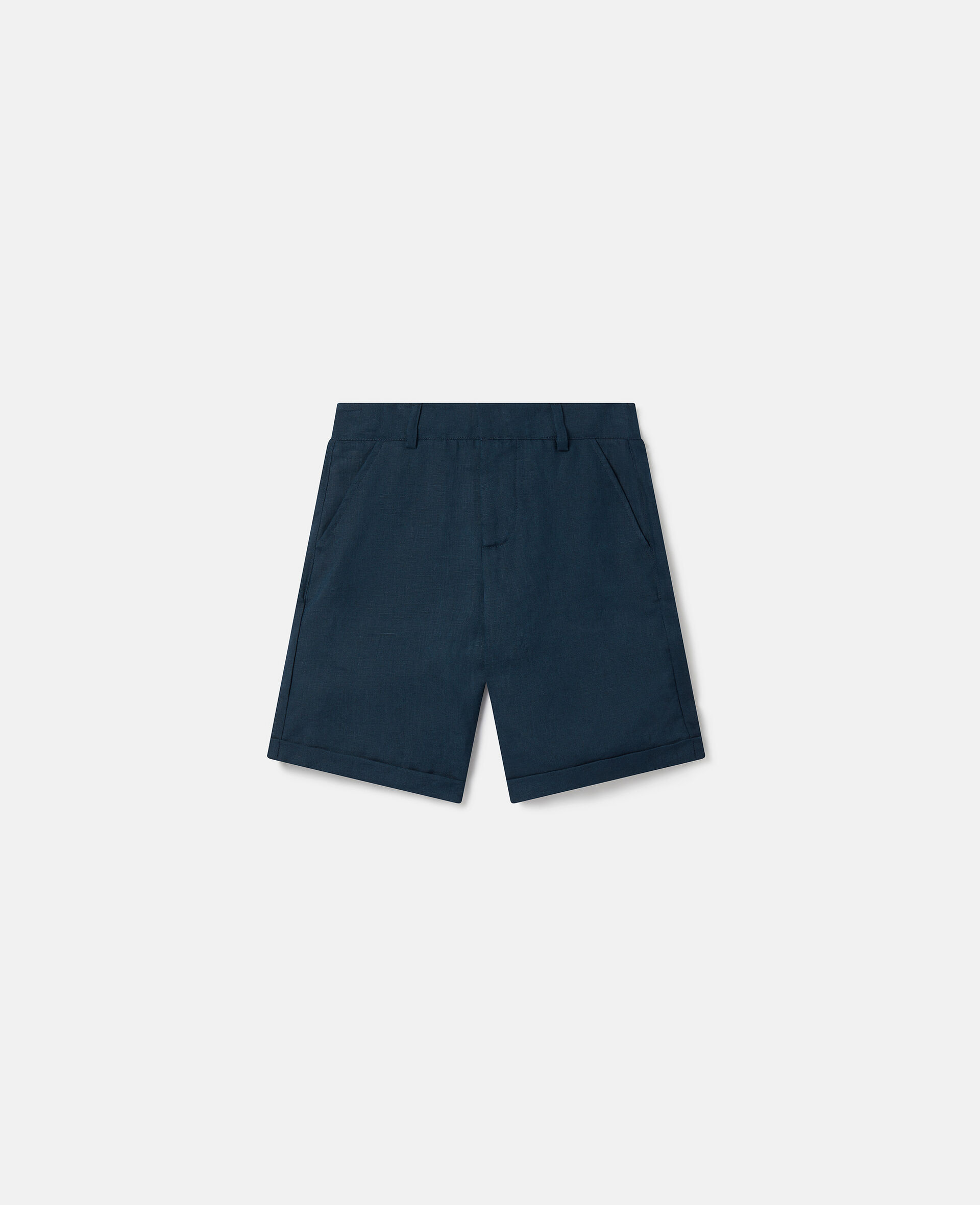Linen Tailored Shorts-Bleu-large image number 0