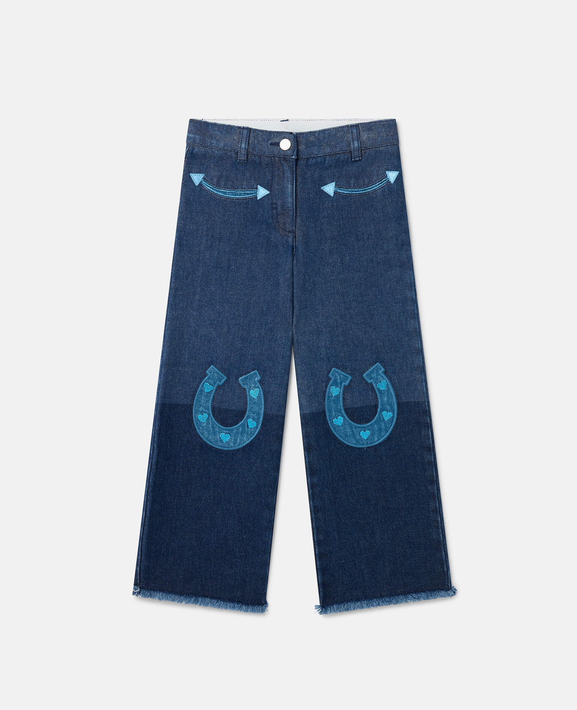 Jean en denim avec appliques chevaux -Bleu-large image number 0