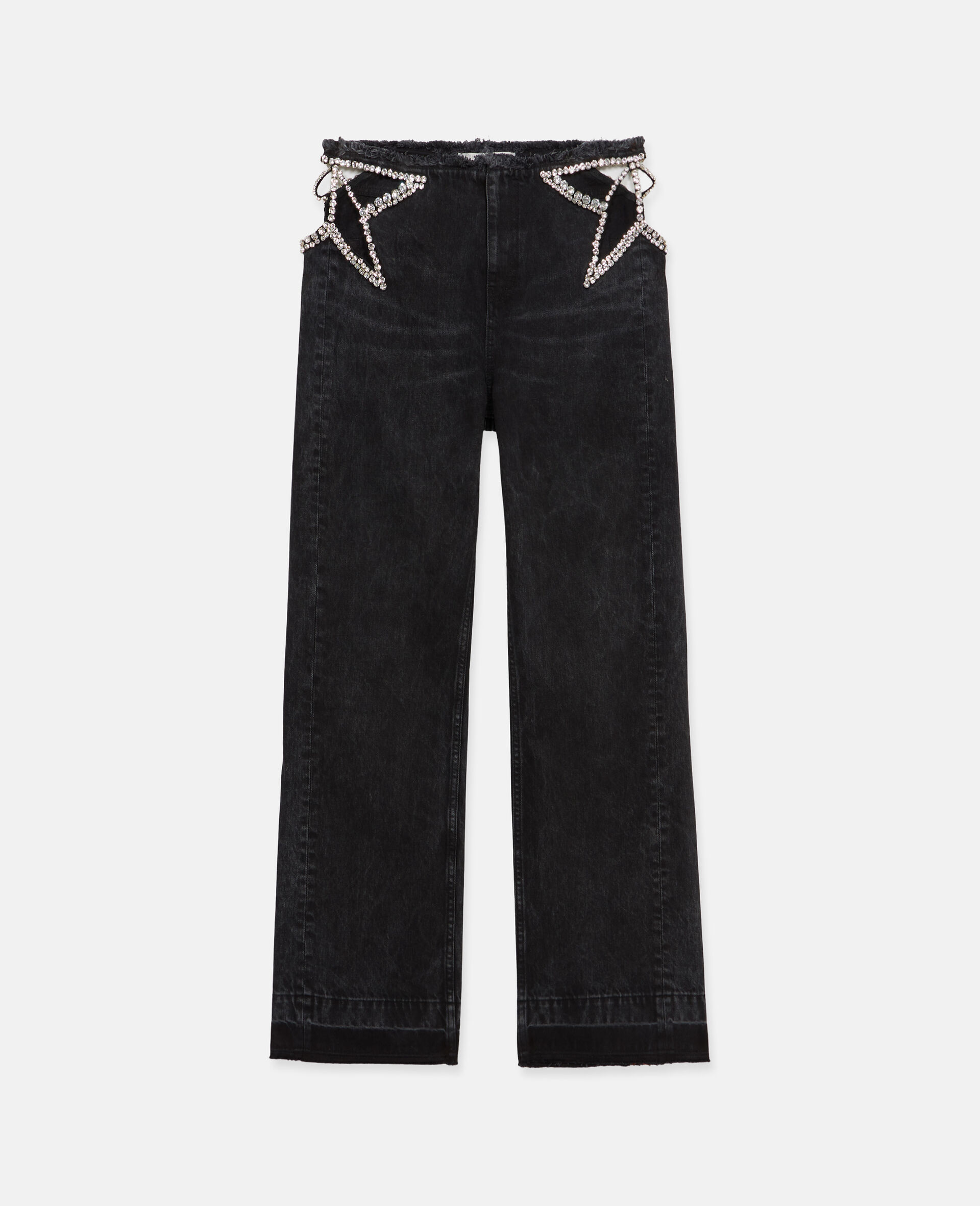 Low-Rise-Jeans mit Stern-Cut-outs-Schwarz-large image number 0