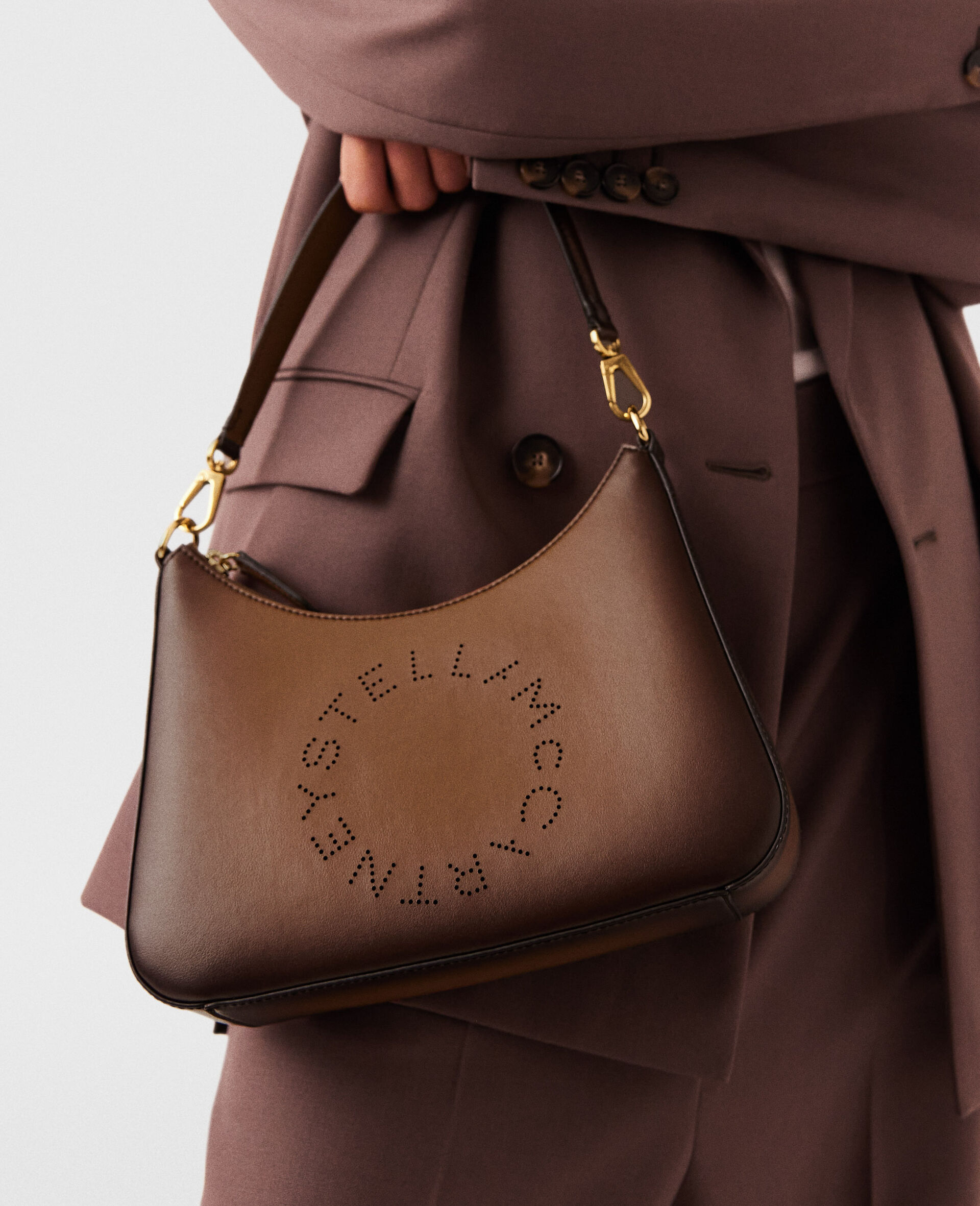 Logo Crossbody Shoulder Bag-Brown-model