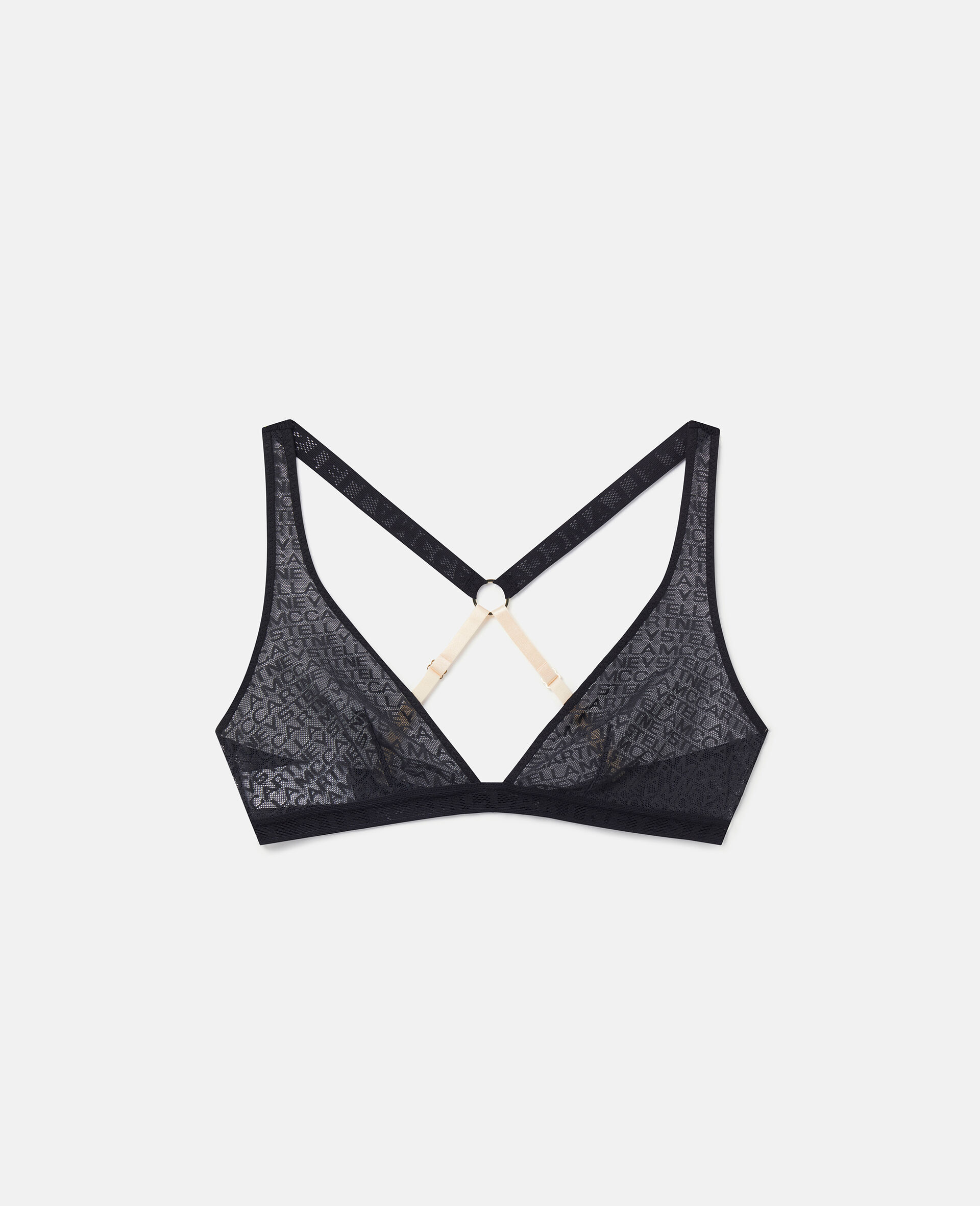 Monogram Mesh Soft Cup Bra-Black-large image number 0