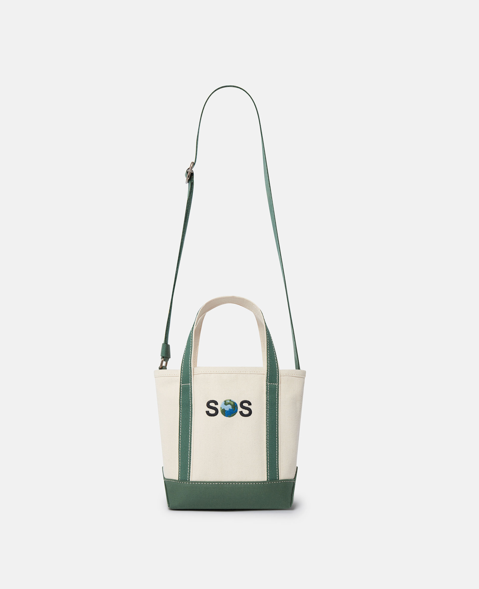 SOS Embroidered Small Tote Bag-화이트-large image number 0