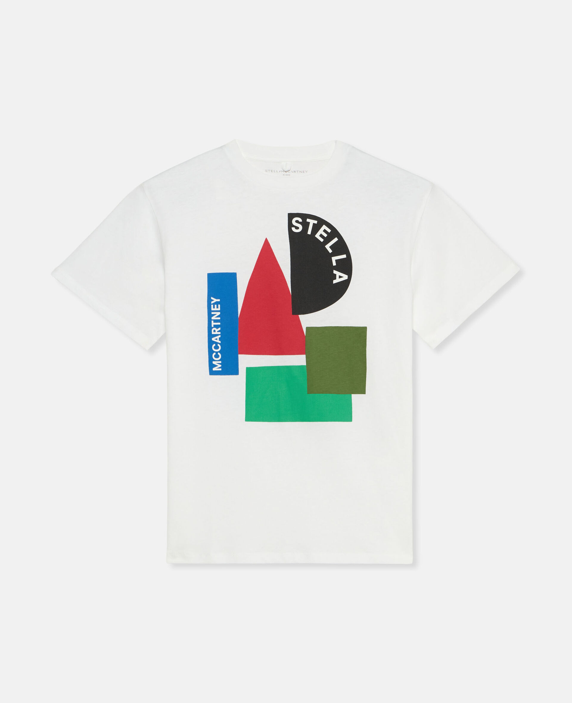 T-Shirt mit geometrischen Formen-Weiß-large image number 0