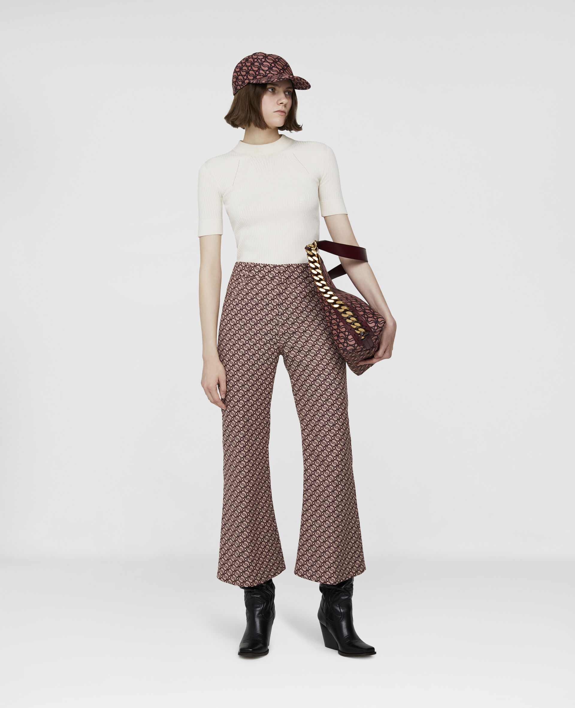 Pantalon tailleur S Wave en jacquard-Rose-model