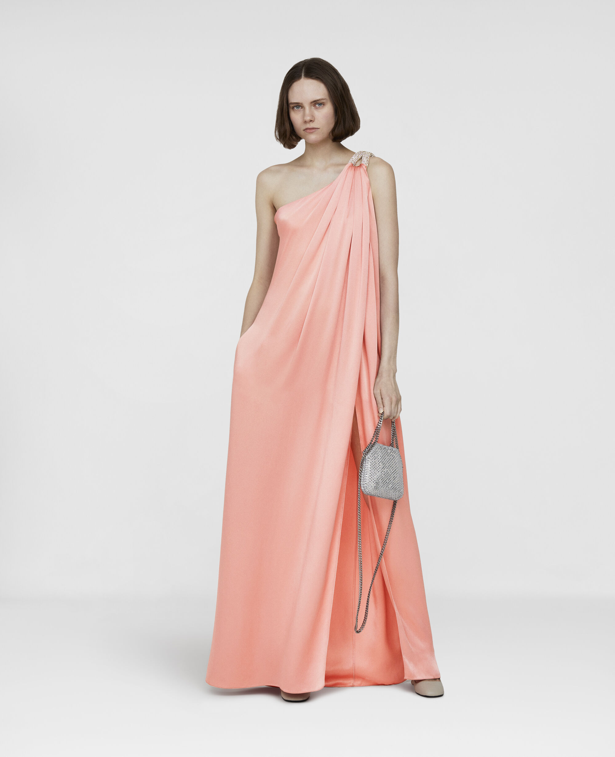 Women Martini Pink One Shoulder Double Satin Dress | Stella 