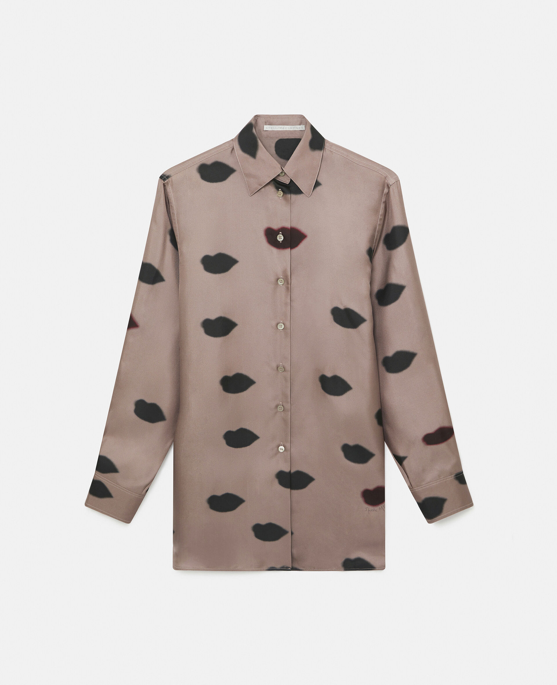 Oversized Lips Print Shirt-Pink-large image number 0