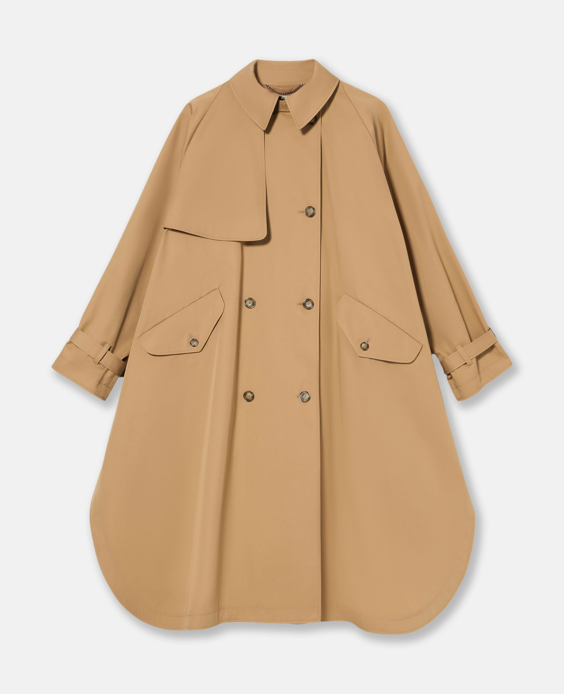 Ausgestellter Trenchcoat mit Hemdkragen-Beige-model