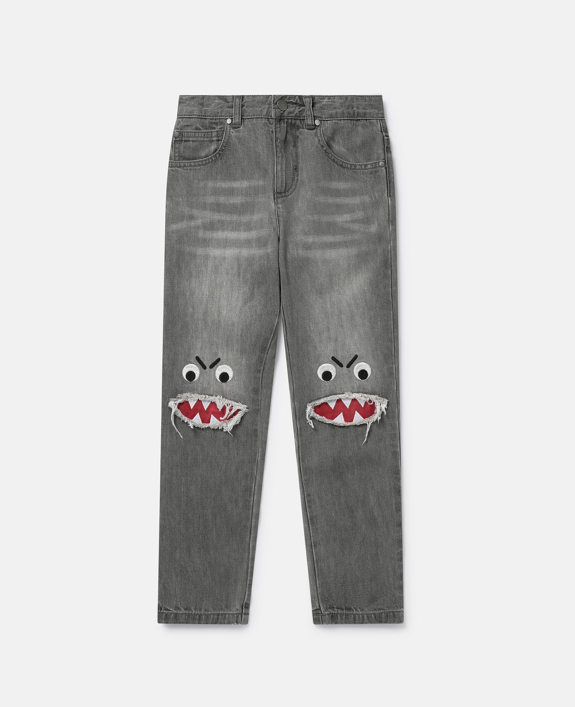 Shark Face Ripped Skinny Jeans-グレー-large image number 0