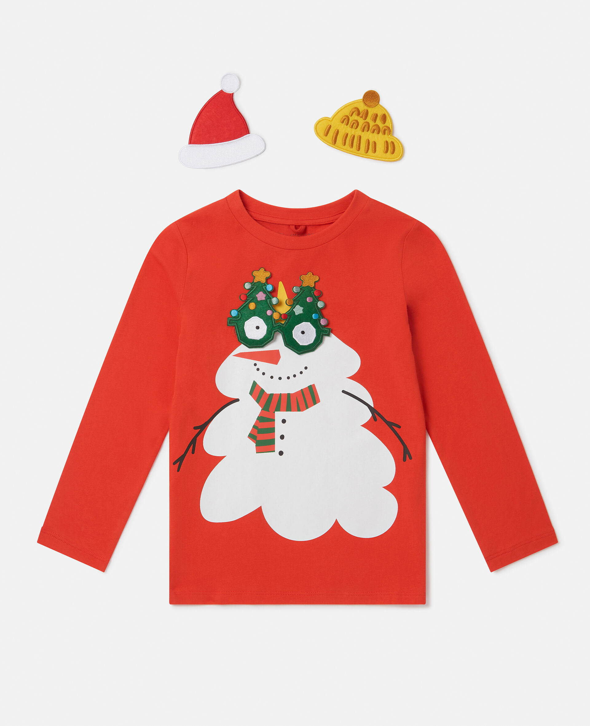 Langarm-T-Shirt mit Schneemann-Motiv-Rot-large image number 0