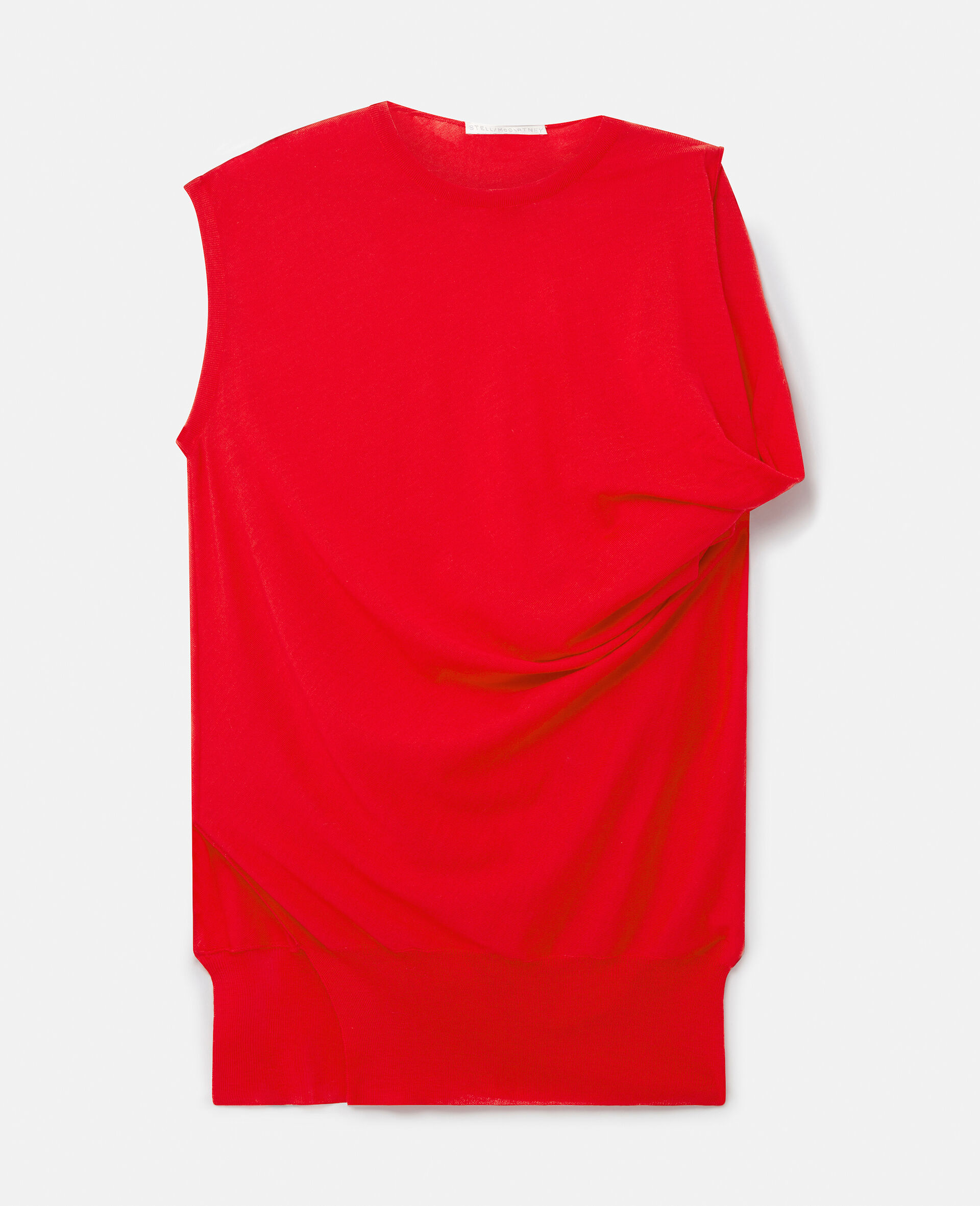 Asymmetric Draped Top-Red-large image number 0