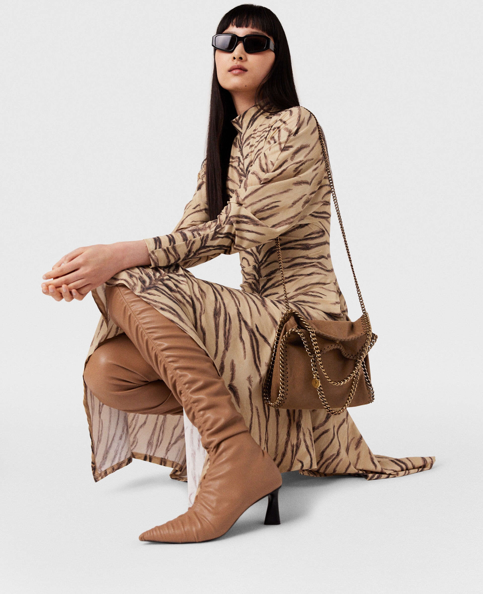 Elsa Ruched Thigh-High Boots-Beige-model