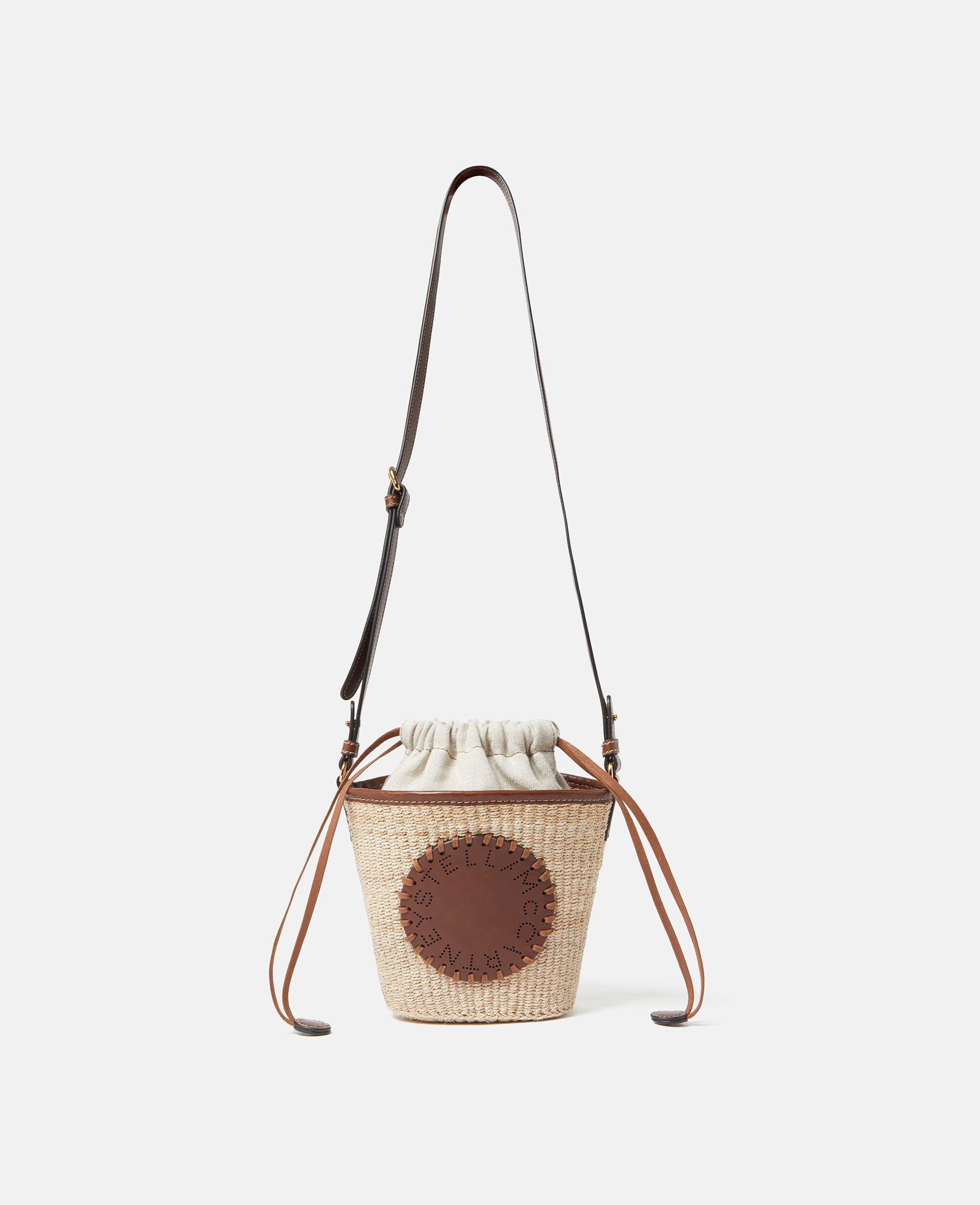 Women Natural beige Logo Raffia Crossbody Bag | Stella McCartney US