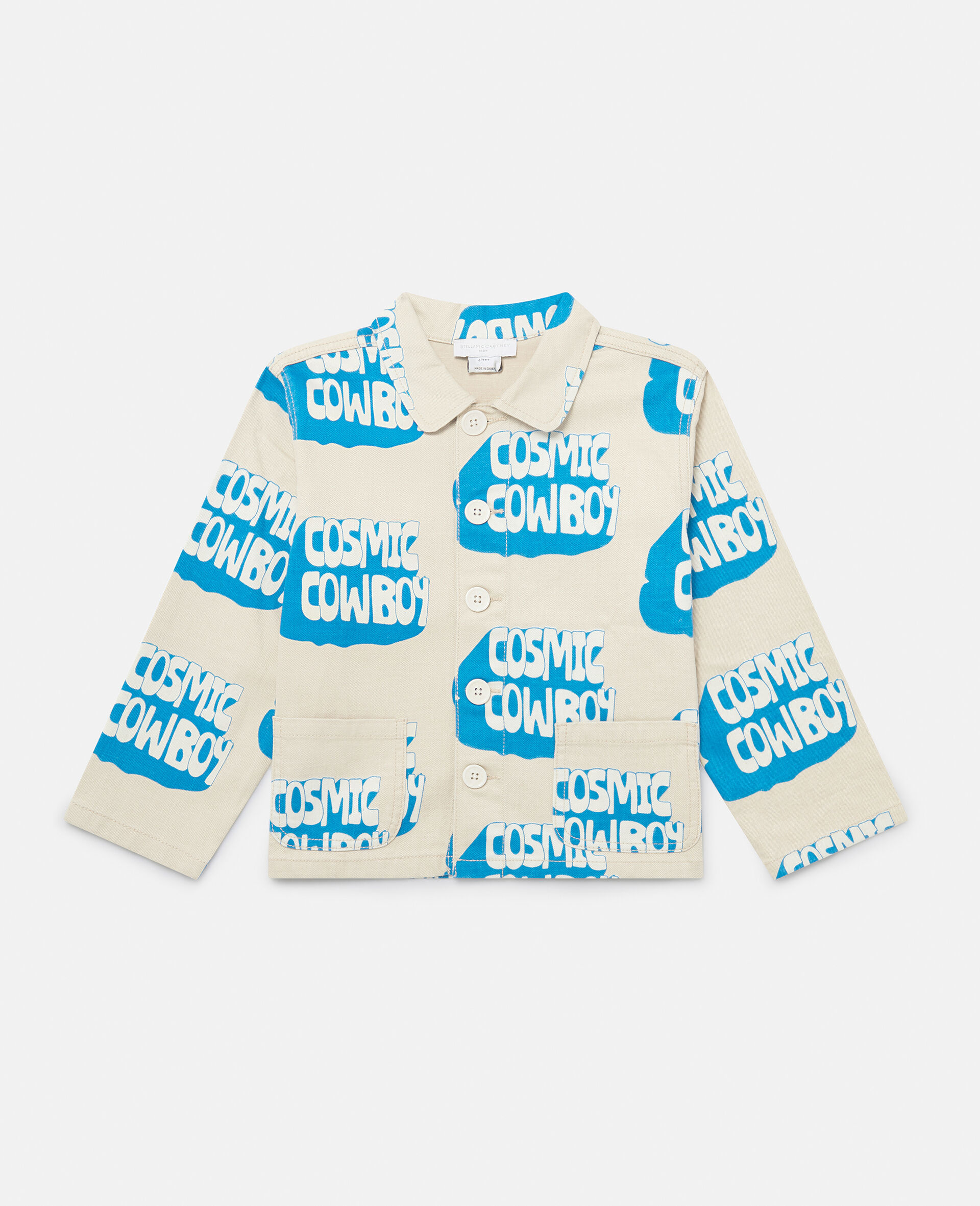 Cosmic Cowboy Print Shirt-Cream-model