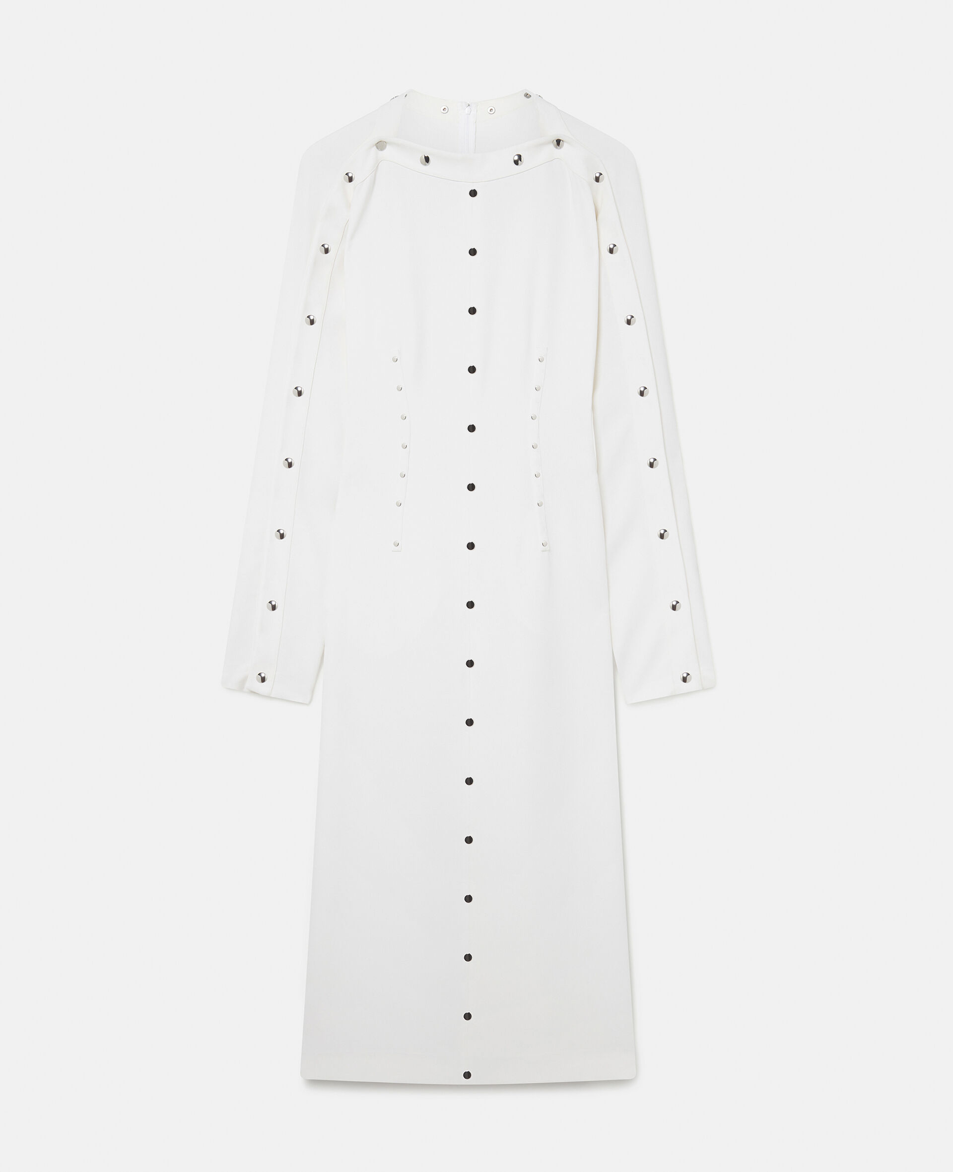 Long-Sleeve Studded Midi Dress-White-large image number 0