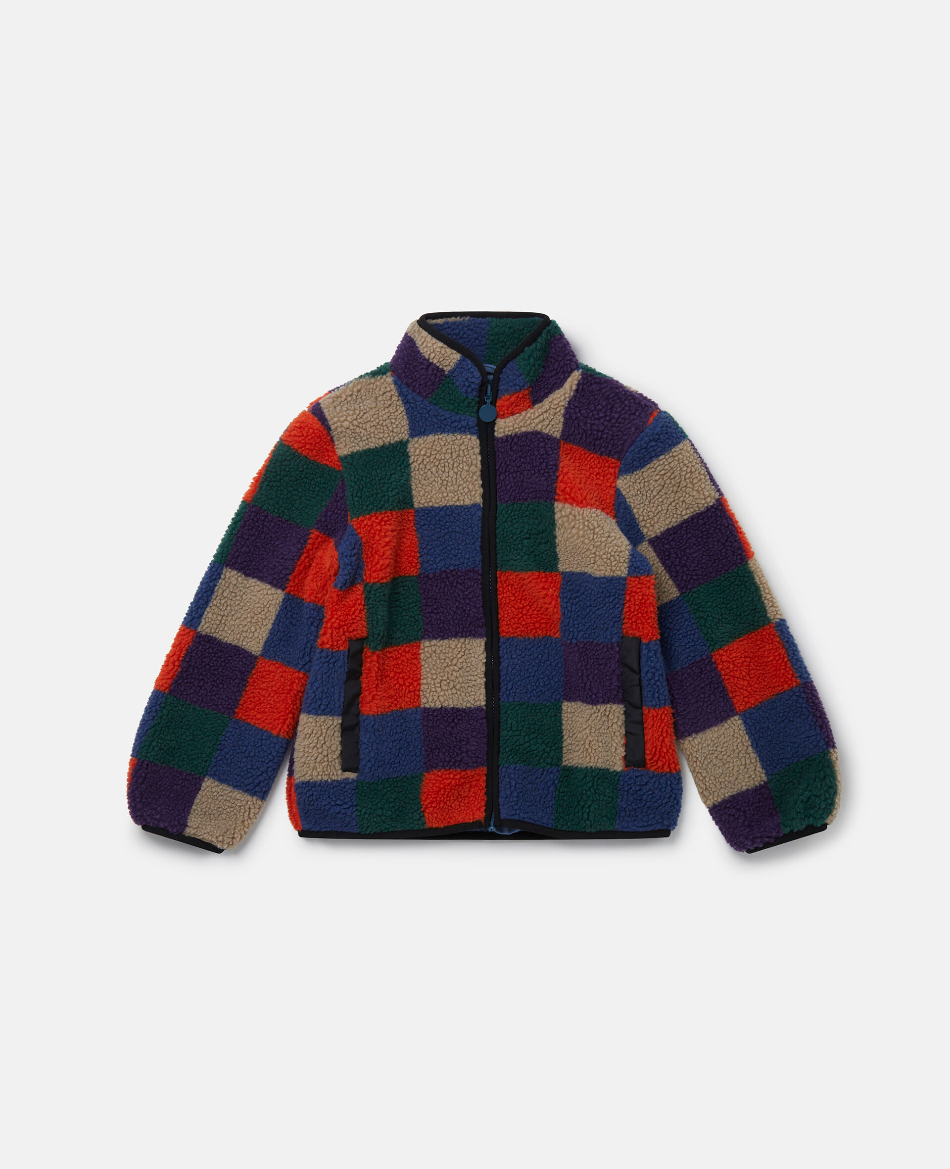 Checkerboard Fleece Zip Jacket-Multicoloured-large image number 0