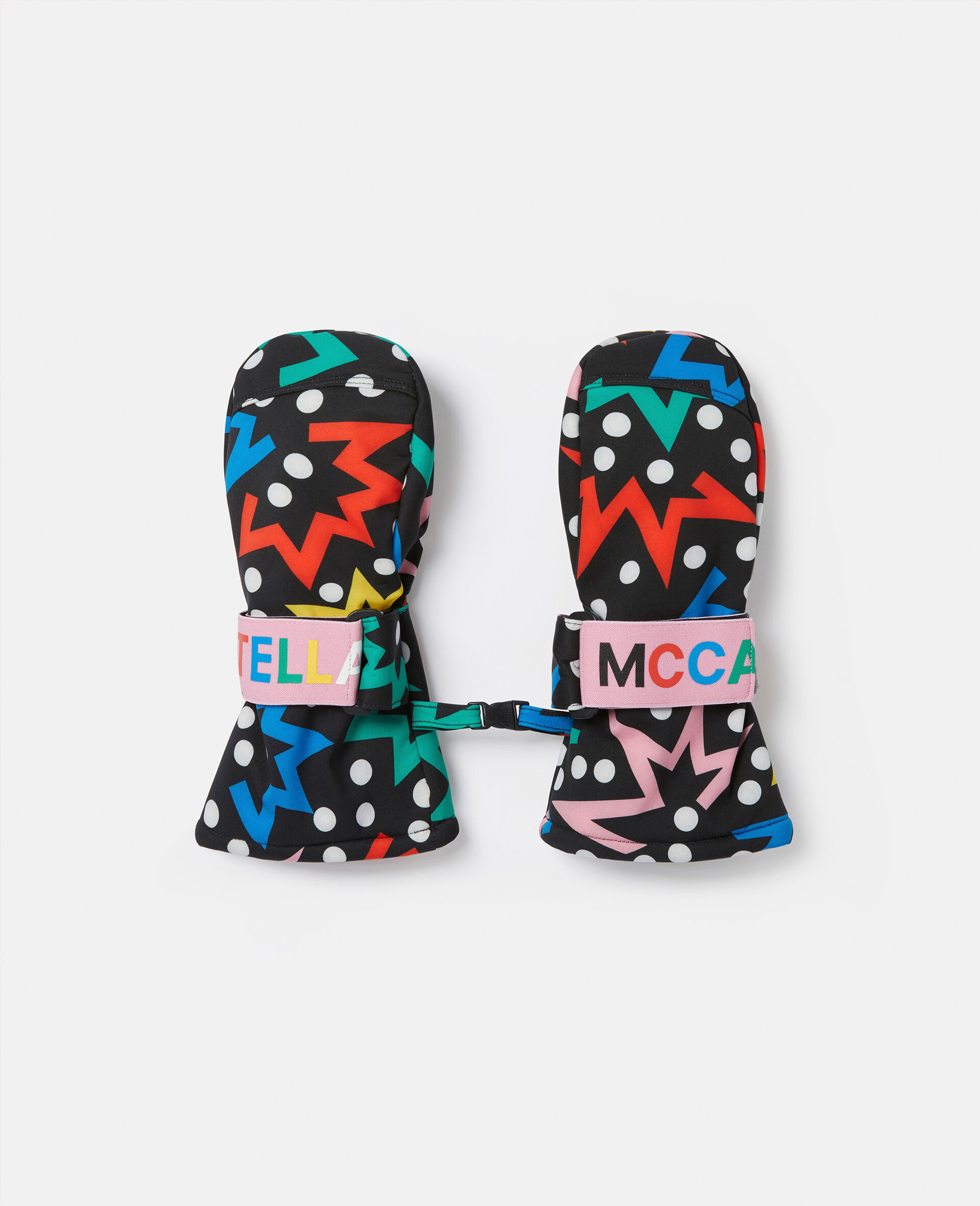 Starburst Print Mittens-Multicoloured-model