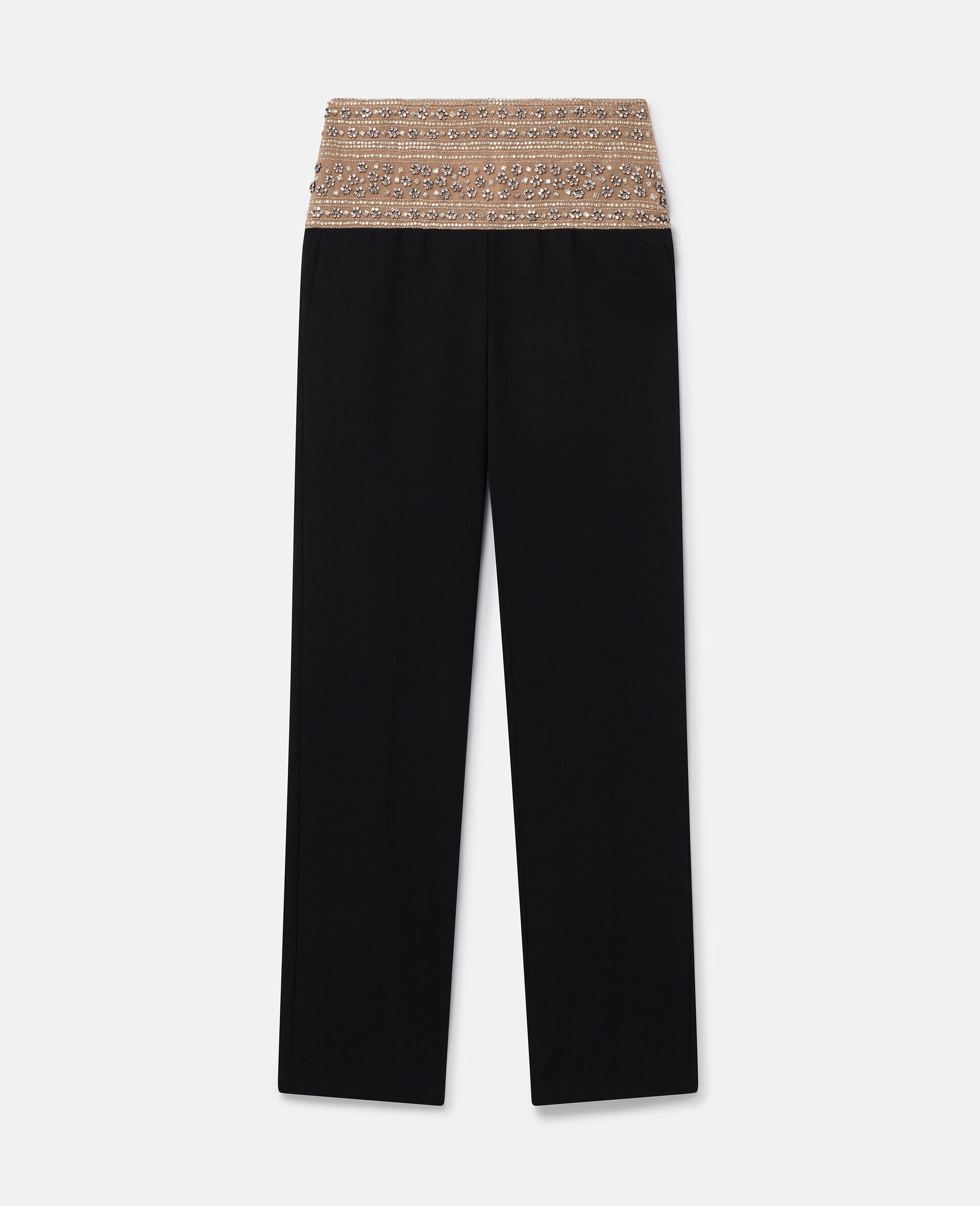 Pantaloni in lana decorati con cristalli-Nero-large image number 0