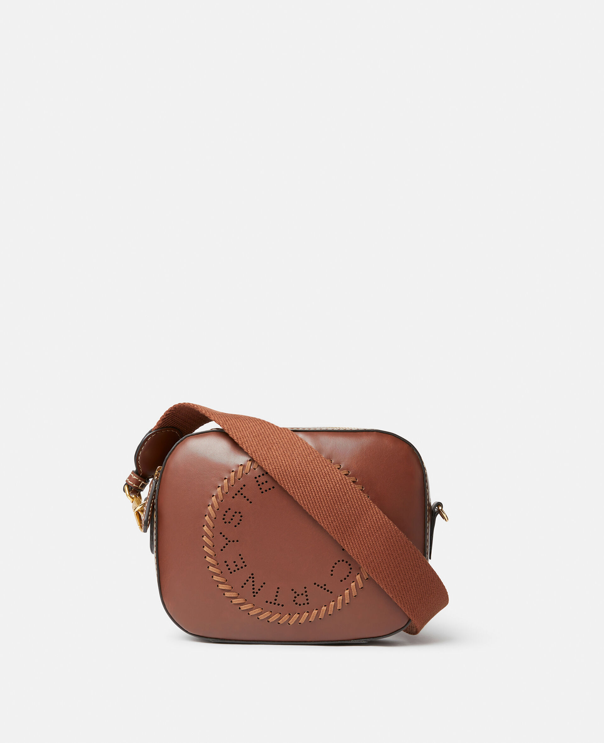 stella mccartney logo perforated mini camera bag