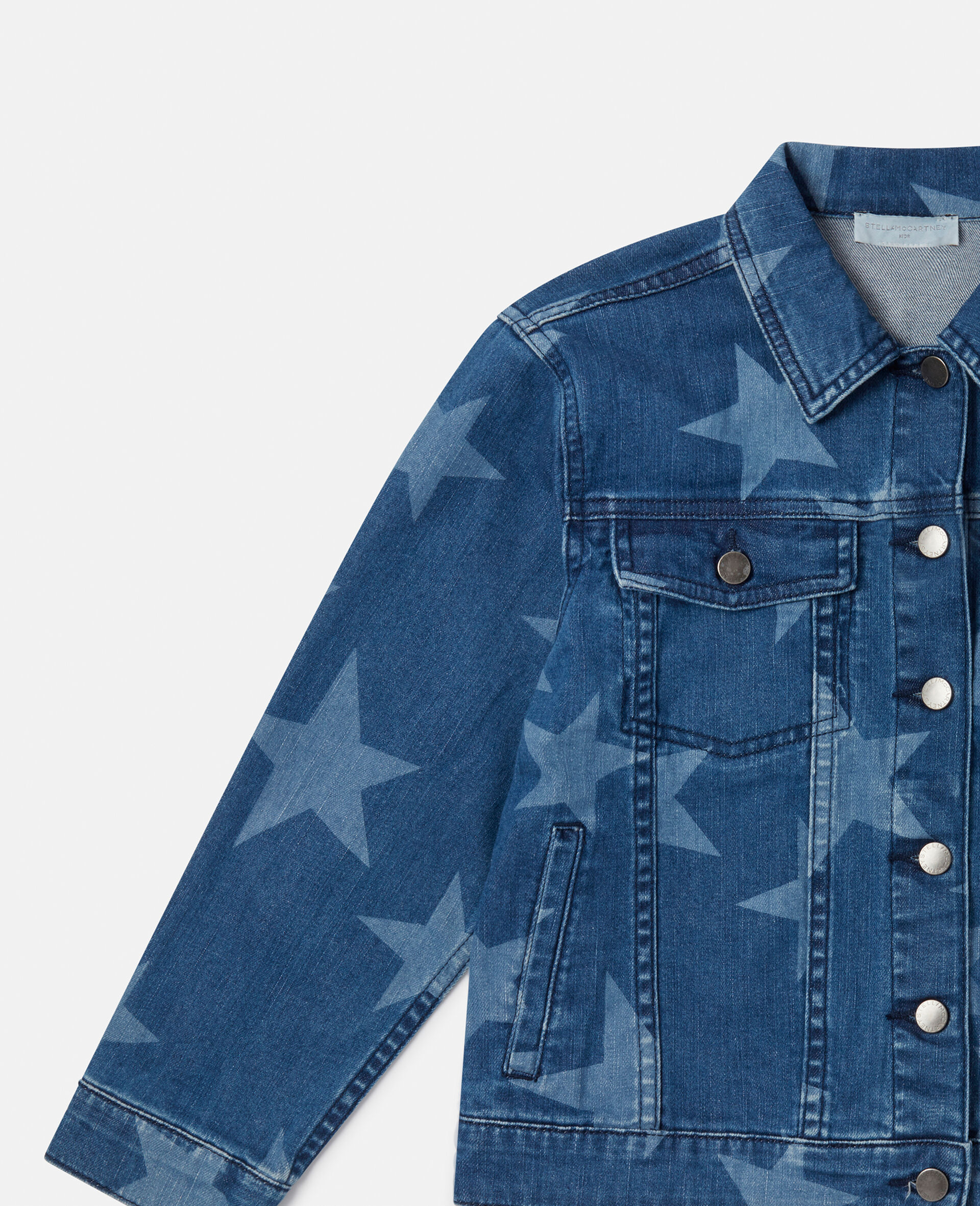 Star Print Oversized Denim Jacket-Blue-large image number 0