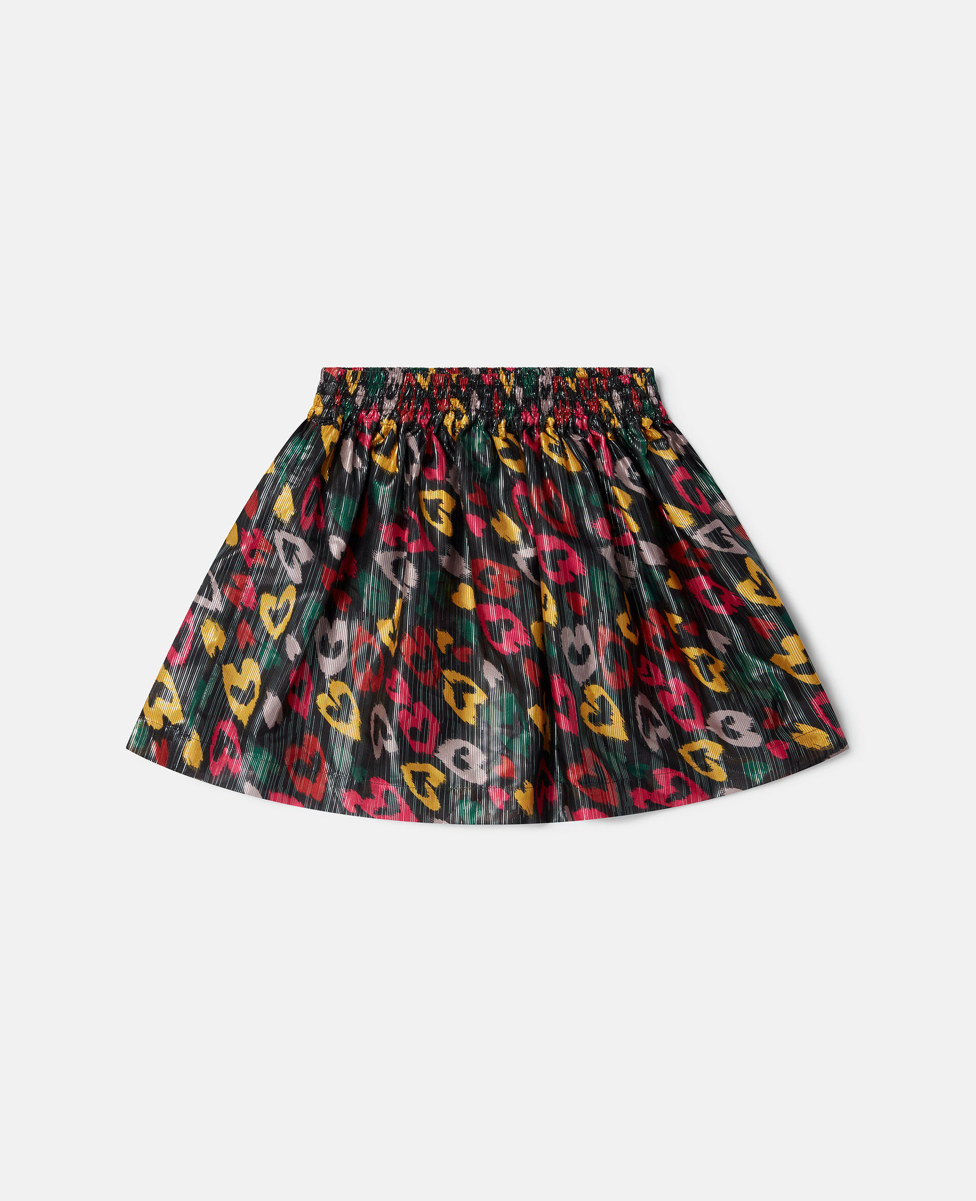 Scribbled Heart Print Skater Skirt-Multicoloured-large image number 0