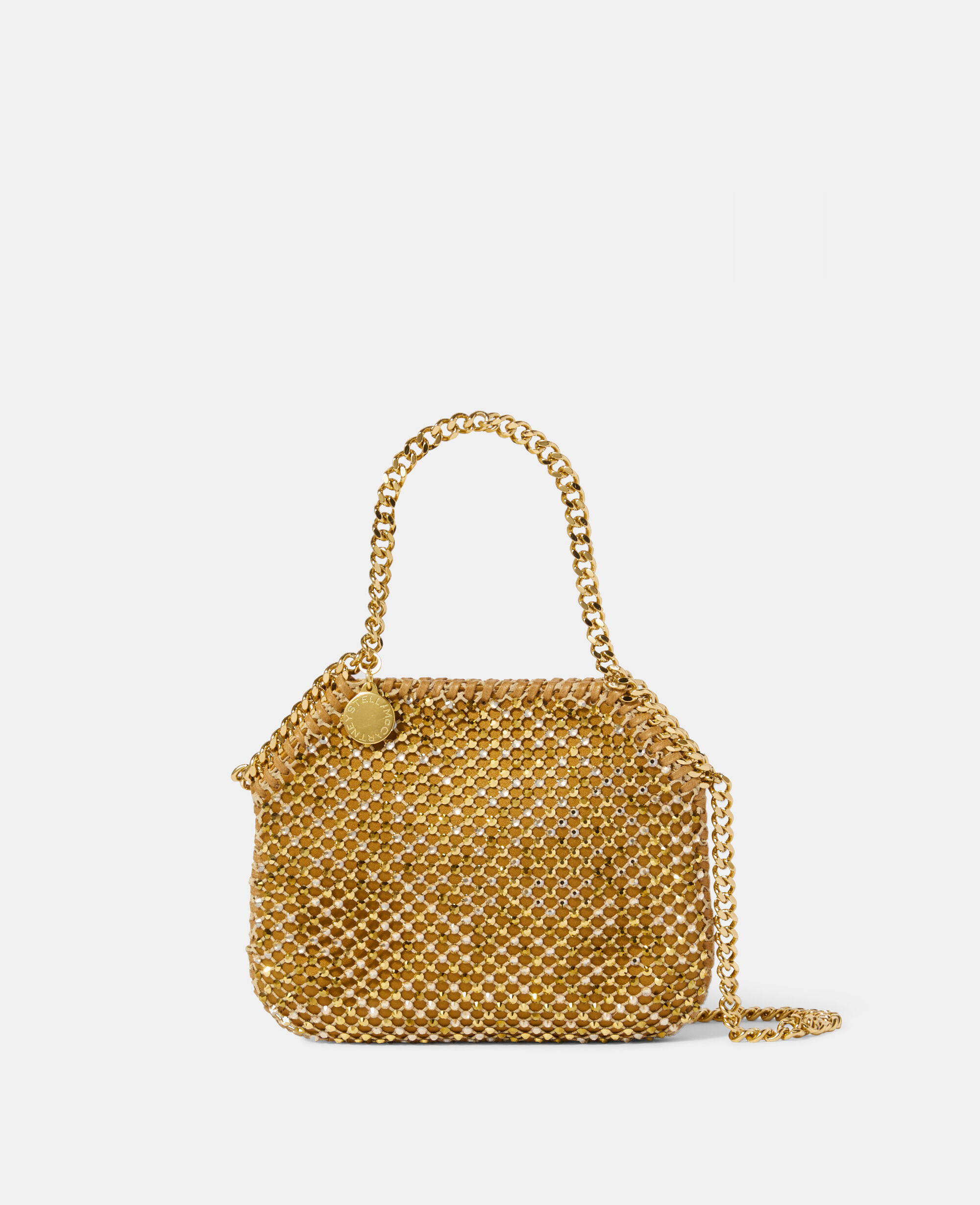 Women Gold Falabella Crystal Mesh Mini Tote Bag | Stella McCartney SA
