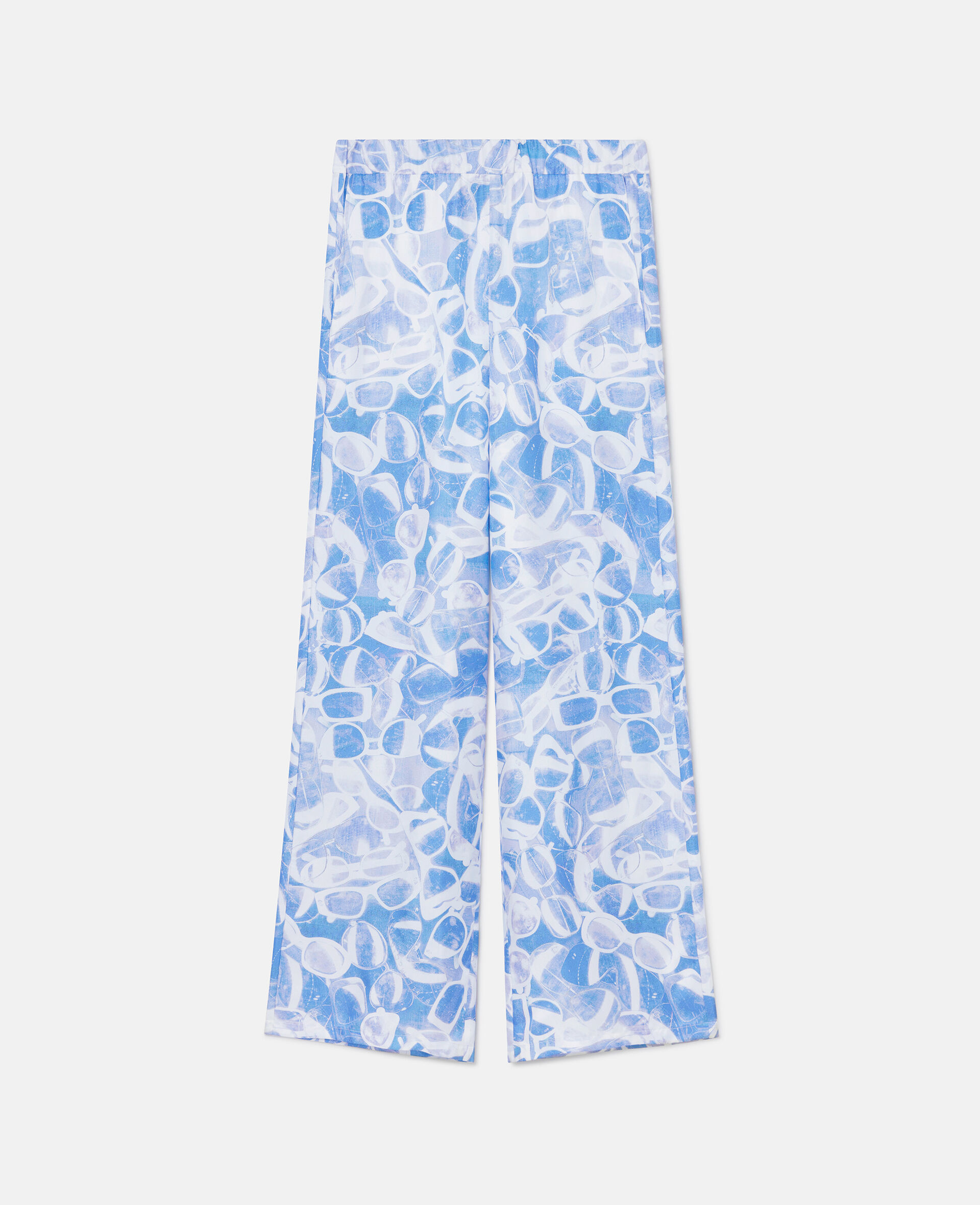 Hose mit geradem Bein und Sonnenbrillen Print-Blau-large image number 0