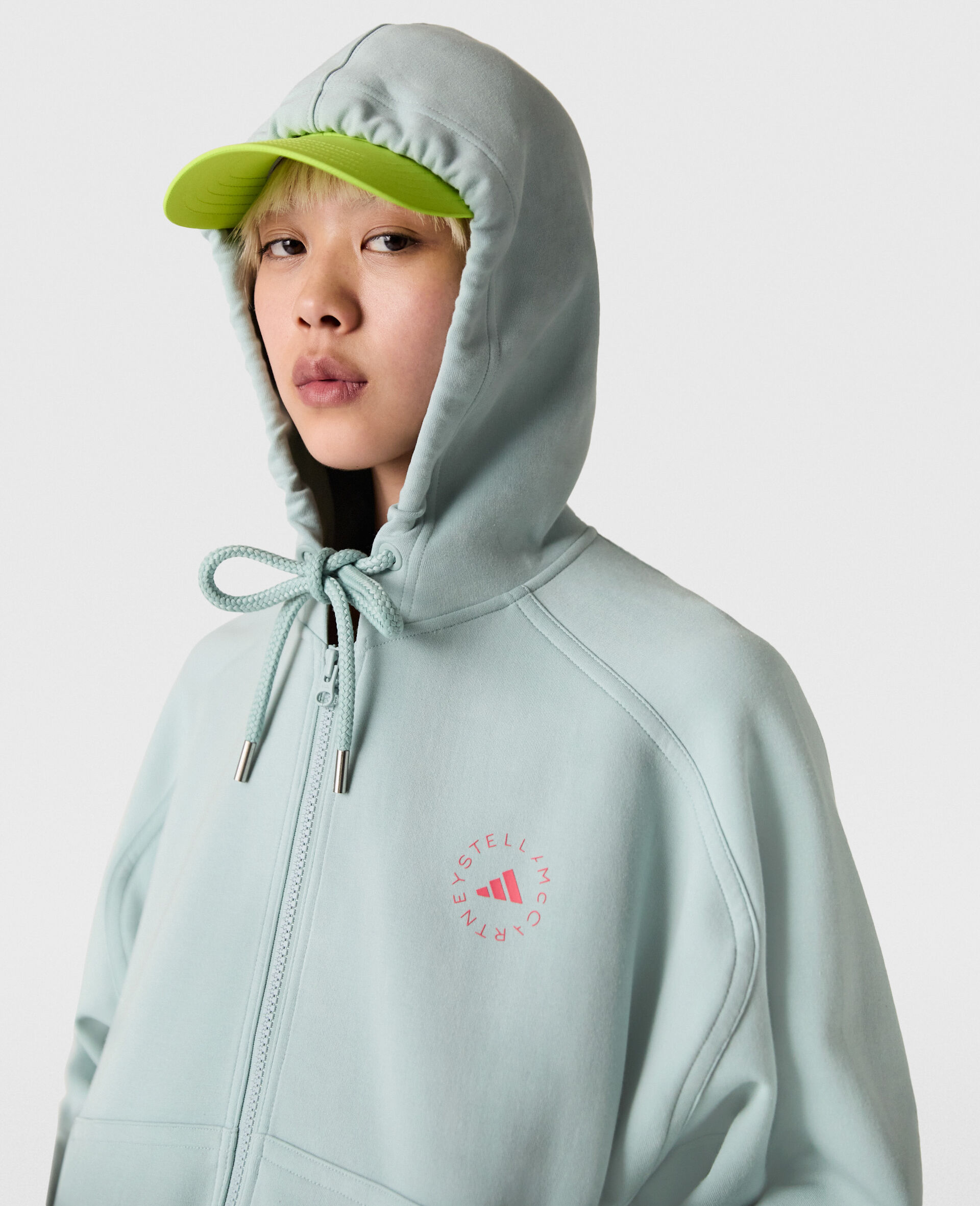 TrueCasuals Full Zip Hoodie-Green-model