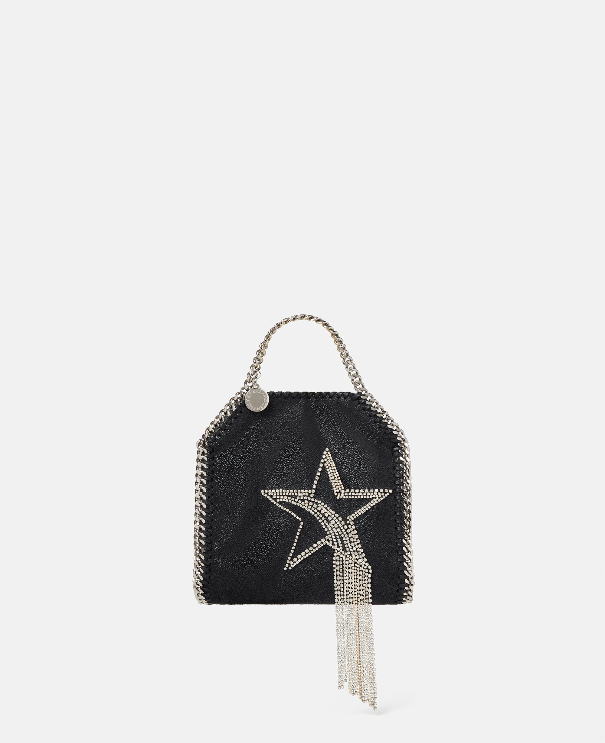 Women Black Falabella Crystal Star Embroidery Tiny Tote Bag 