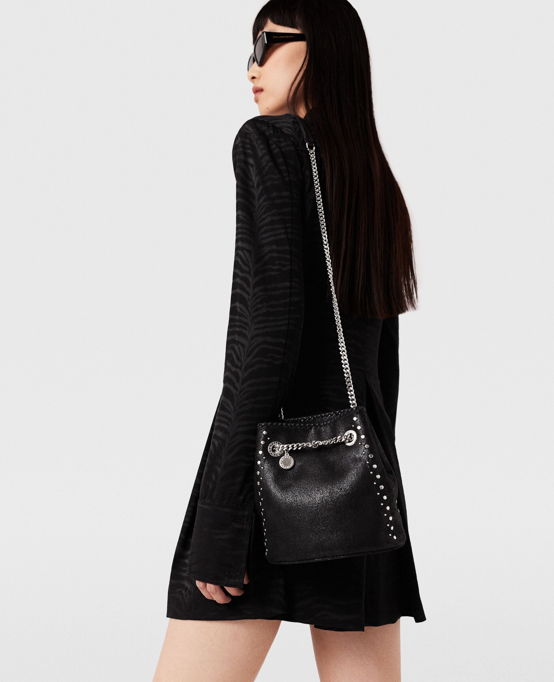 Falabella Studded Bucket Bag-Black-model