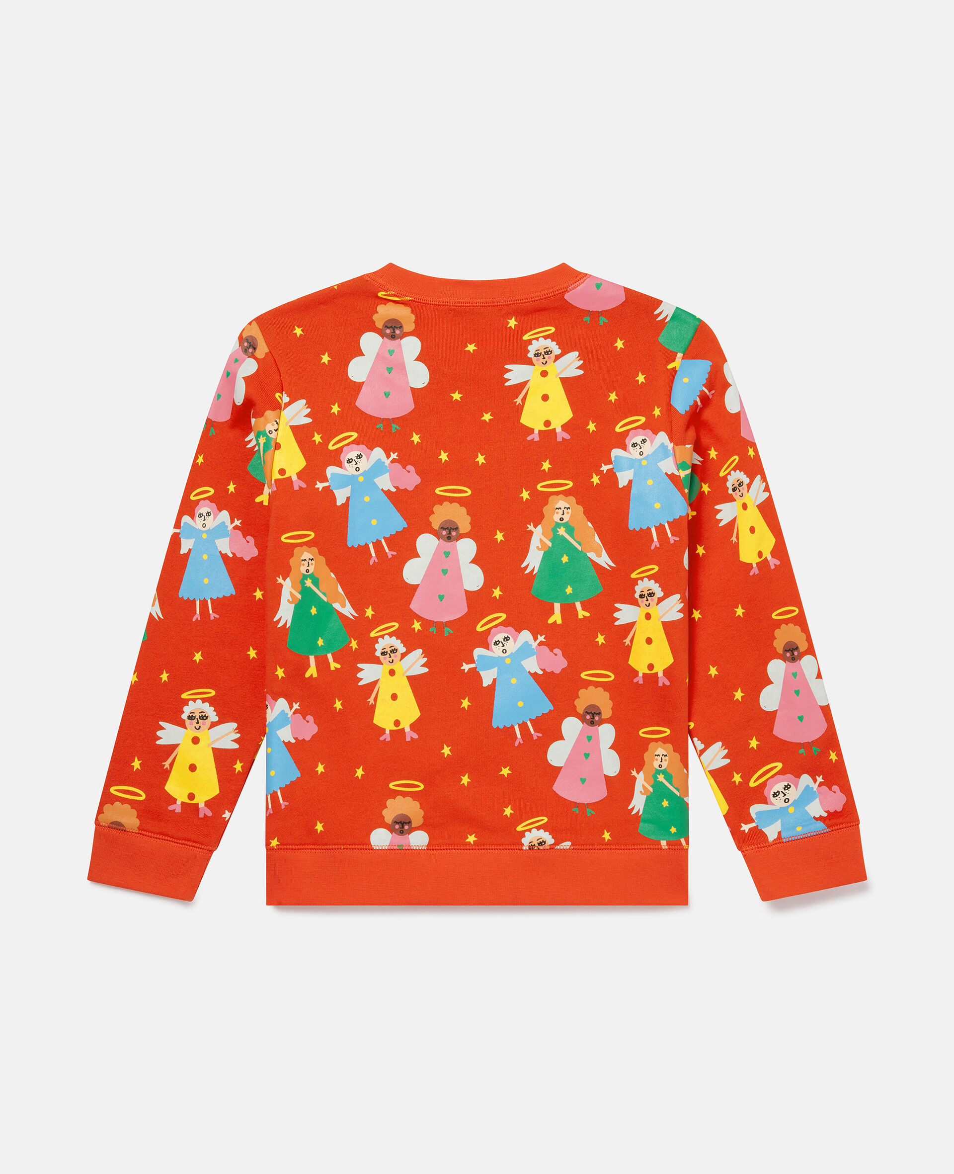 Girls Red Christmas Angel Print Fleece Cotton Sweatshirt