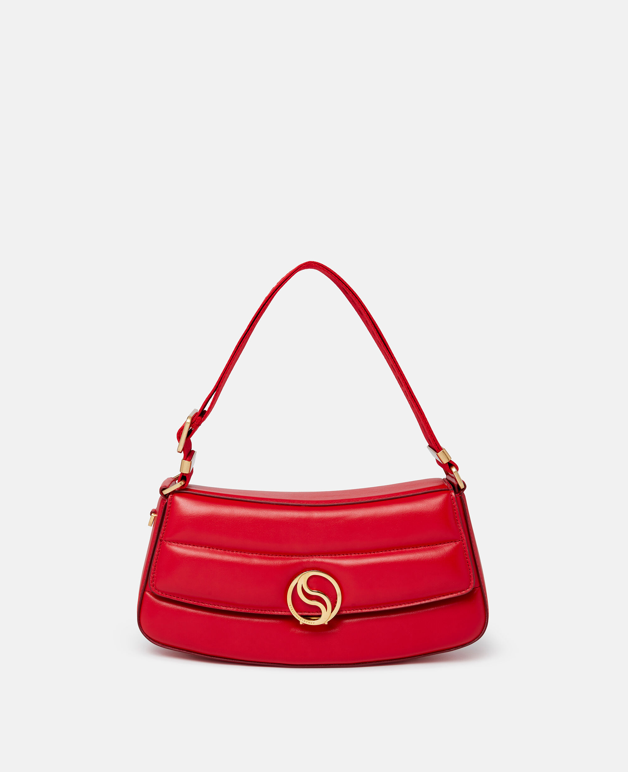 Women Bright Red S-Wave Padded Shoulder Bag | Stella McCartney US